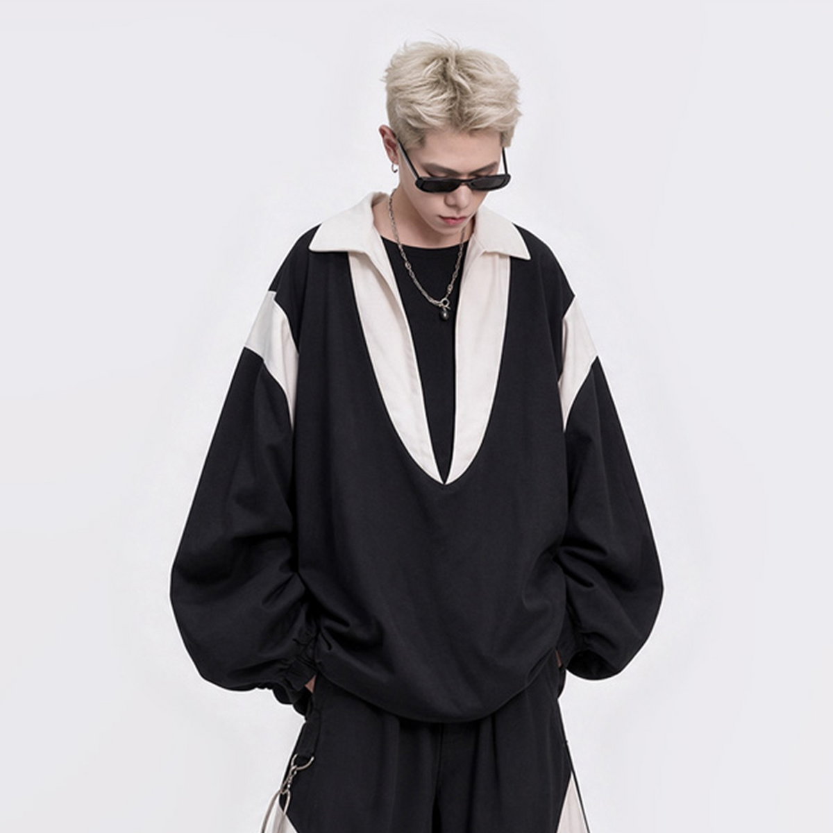 UUCSCC Contrast Layered Oversized Pullover, premium urban and streetwear designers apparel on PROJECTISR.com, UUCSCC