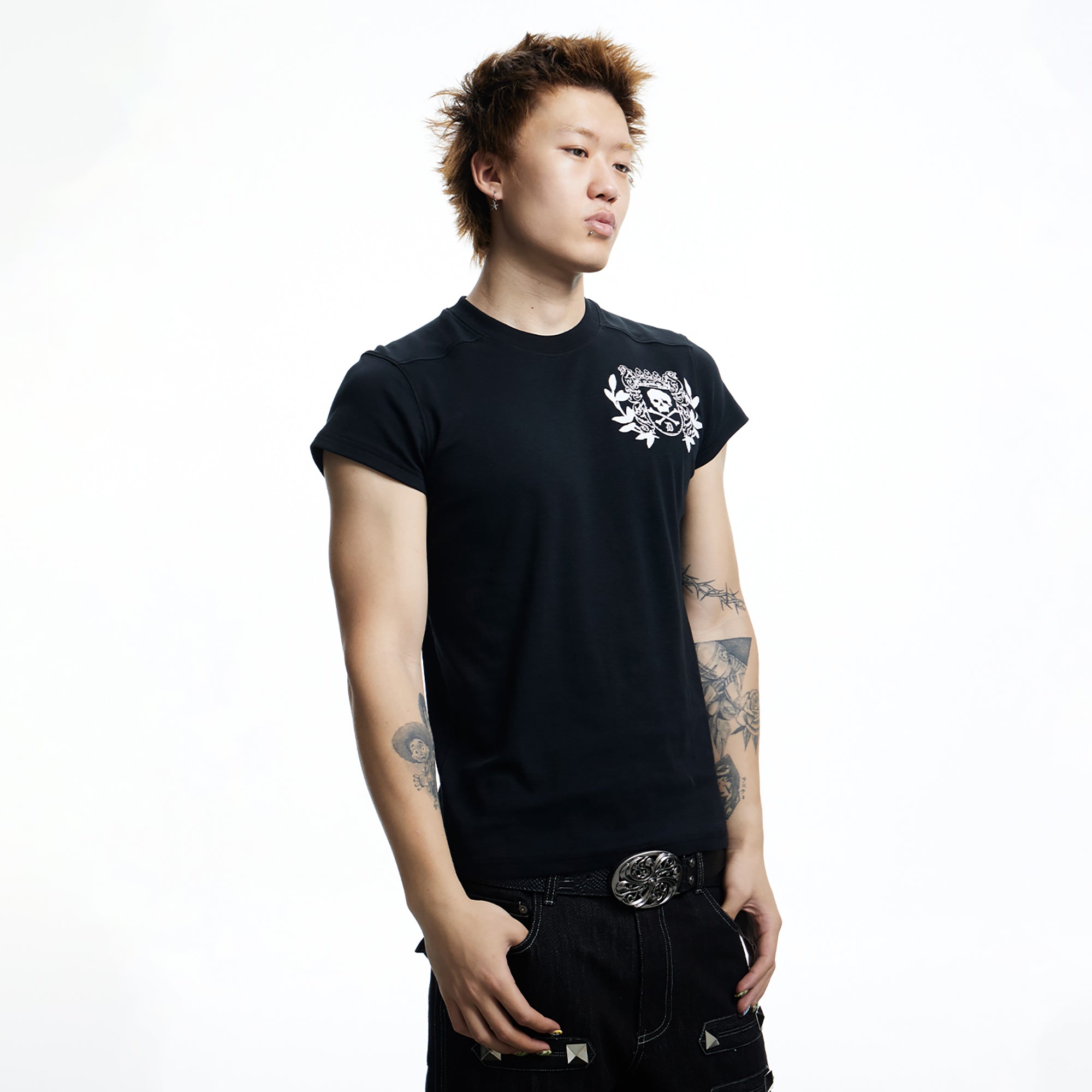 DND4DES Gothic Skull Crest T-Shirt, premium urban and streetwear designers apparel on PROJECTISR.com, DND4DES