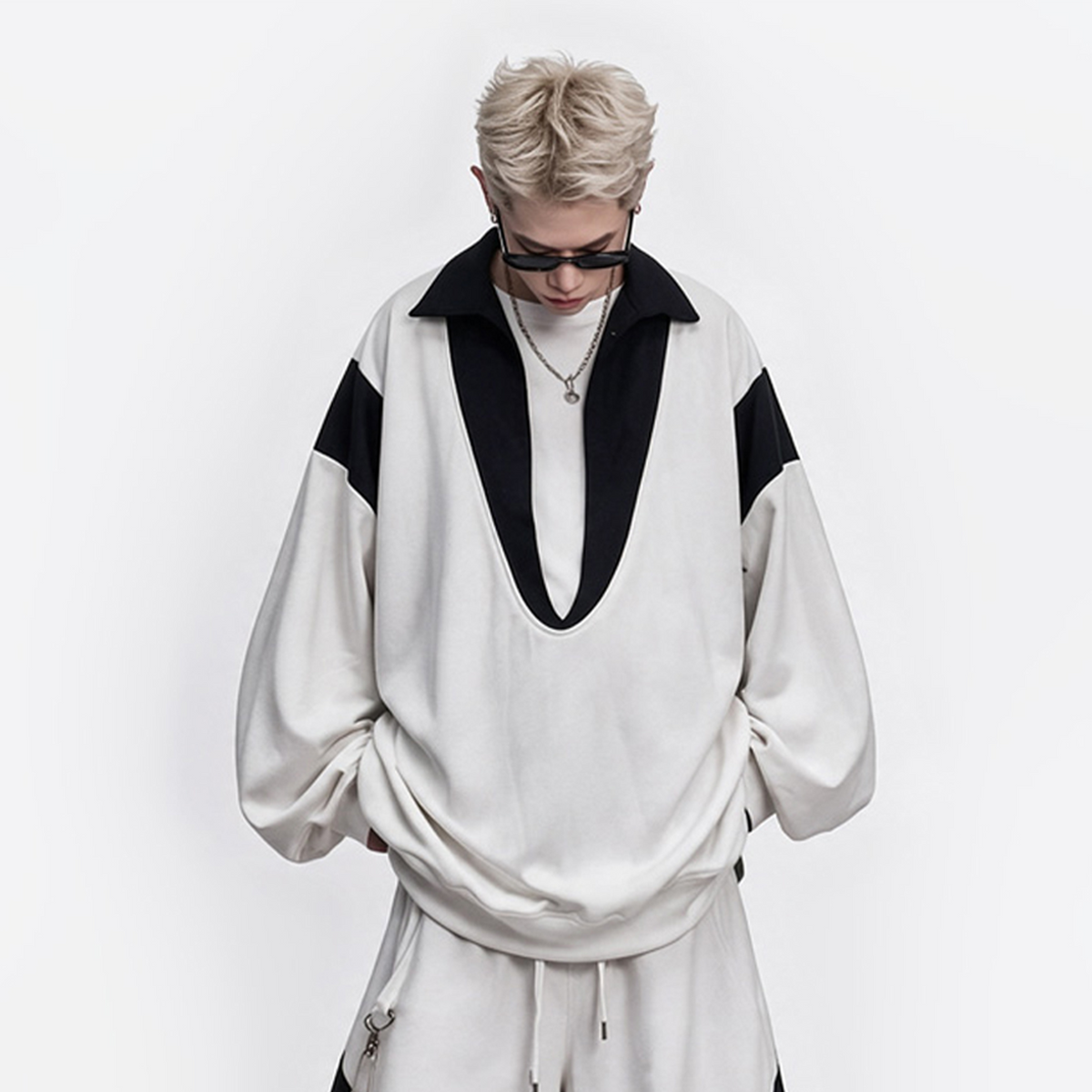 UUCSCC Contrast Layered Oversized Pullover, premium urban and streetwear designers apparel on PROJECTISR.com, UUCSCC