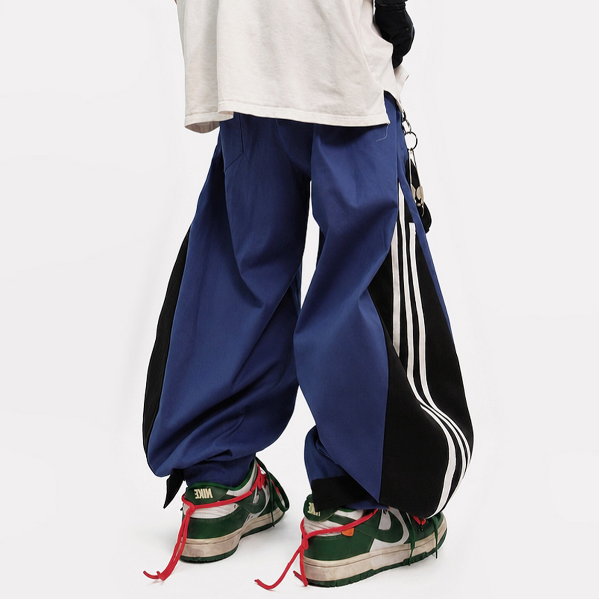 UUCSCC Striped Spliced Wide-Leg Drawstring Track Pants