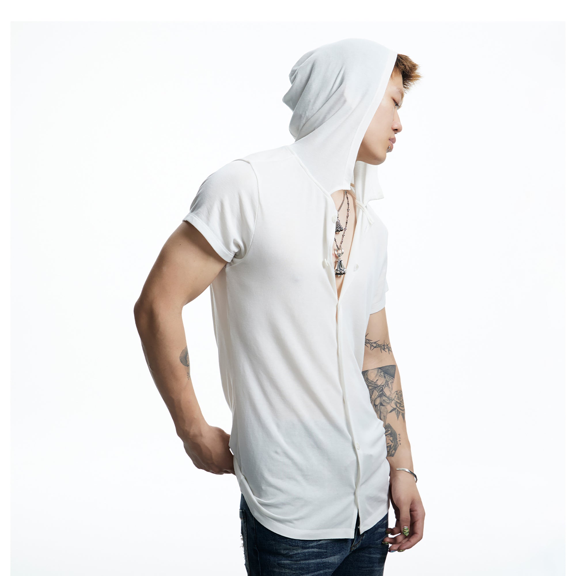 DND4DES Ruched Back Hooded T-Shirt, premium urban and streetwear designers apparel on PROJECTISR.com, DND4DES