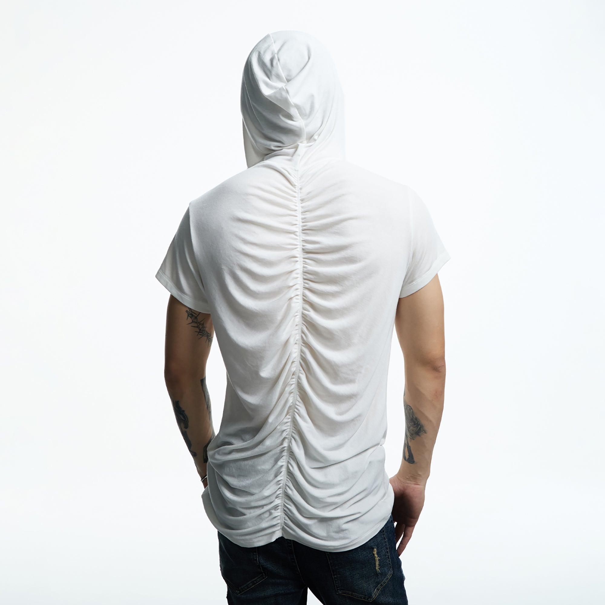 DND4DES Ruched Back Hooded T-Shirt, premium urban and streetwear designers apparel on PROJECTISR.com, DND4DES