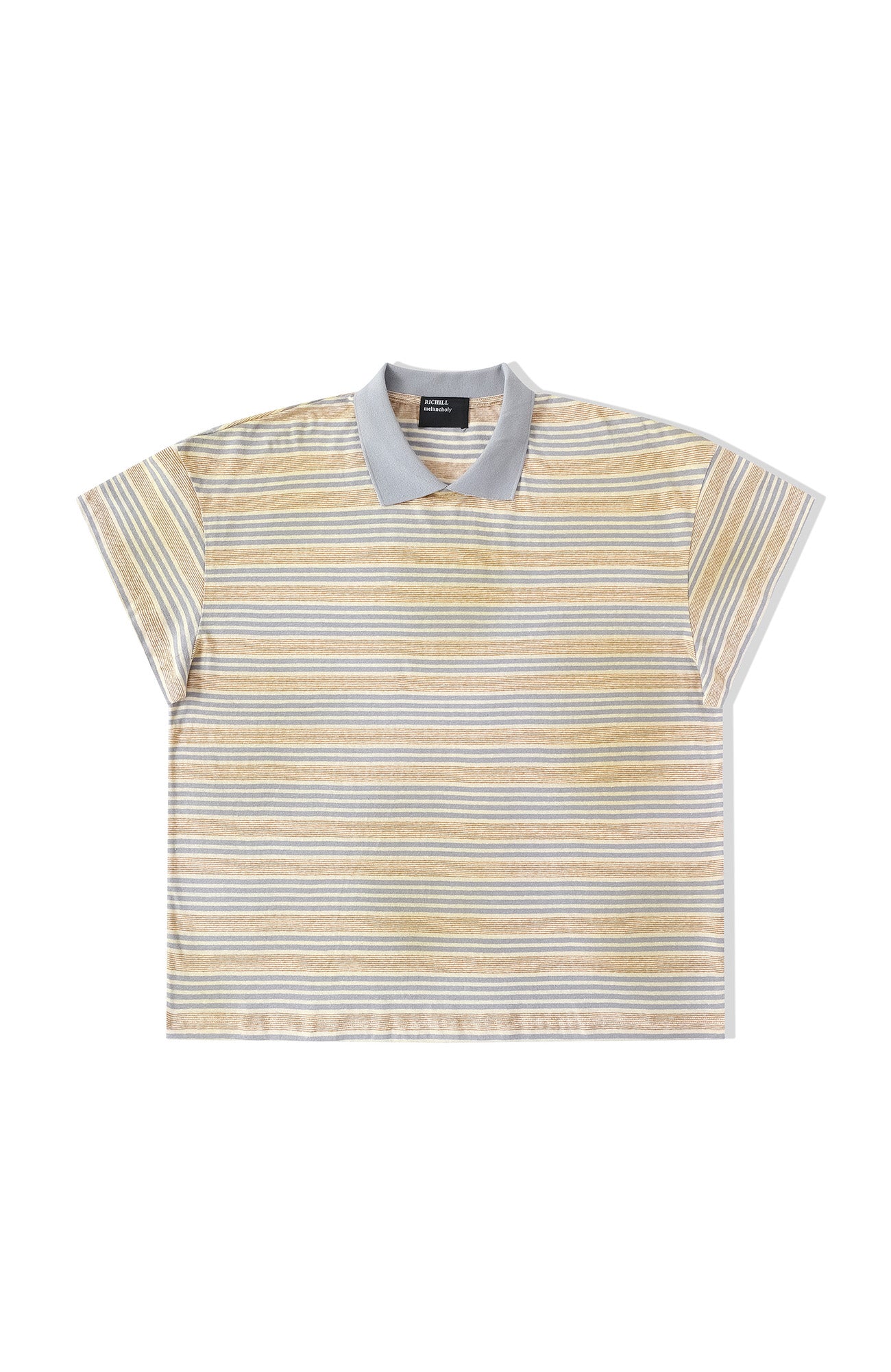 RICHILL Retro Washed Striped Polo Tee, premium urban and streetwear designers apparel on PROJECTISR.com, RICHILL