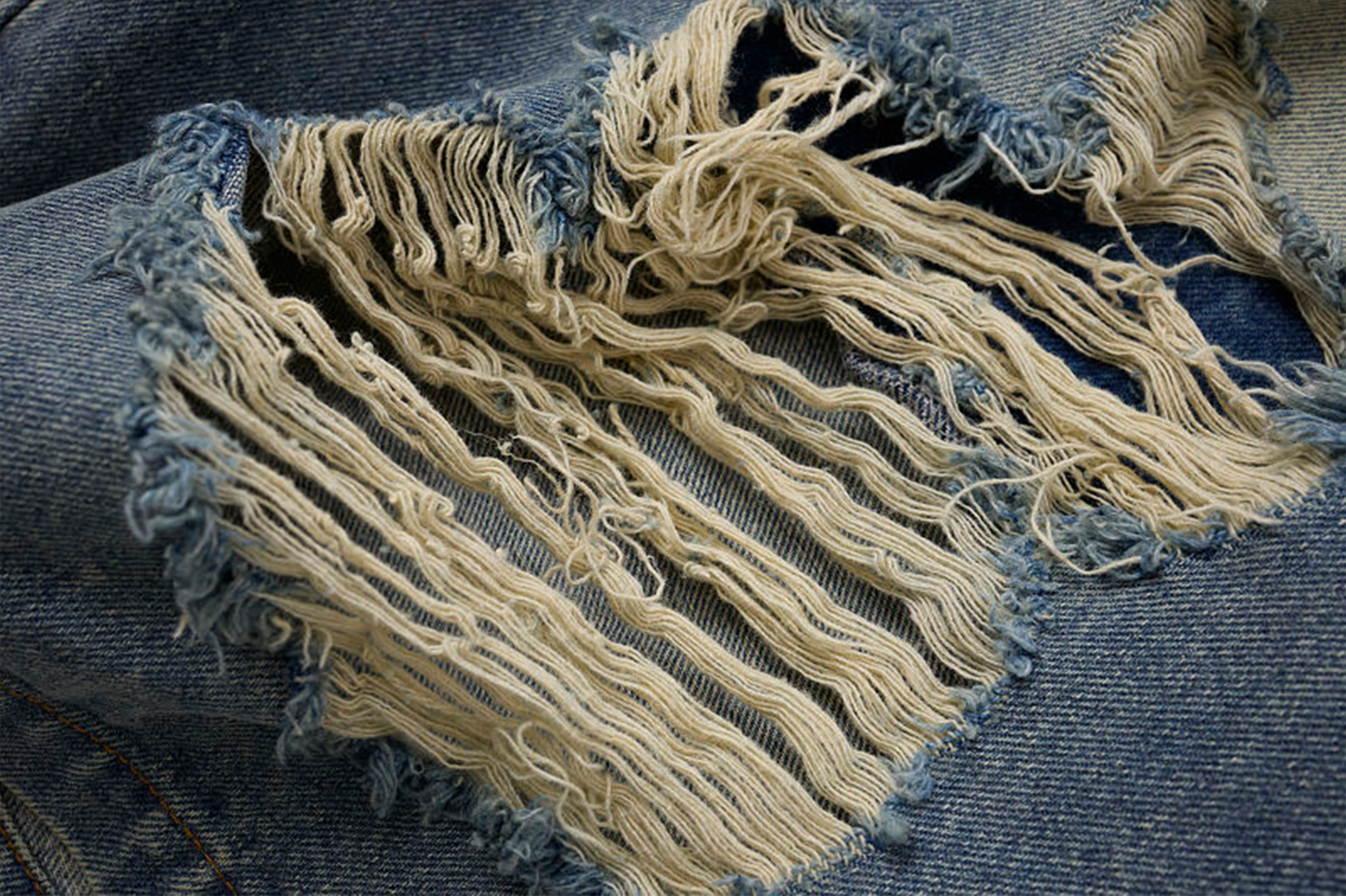 CLP Distressed Double-Waist Denim Shorts