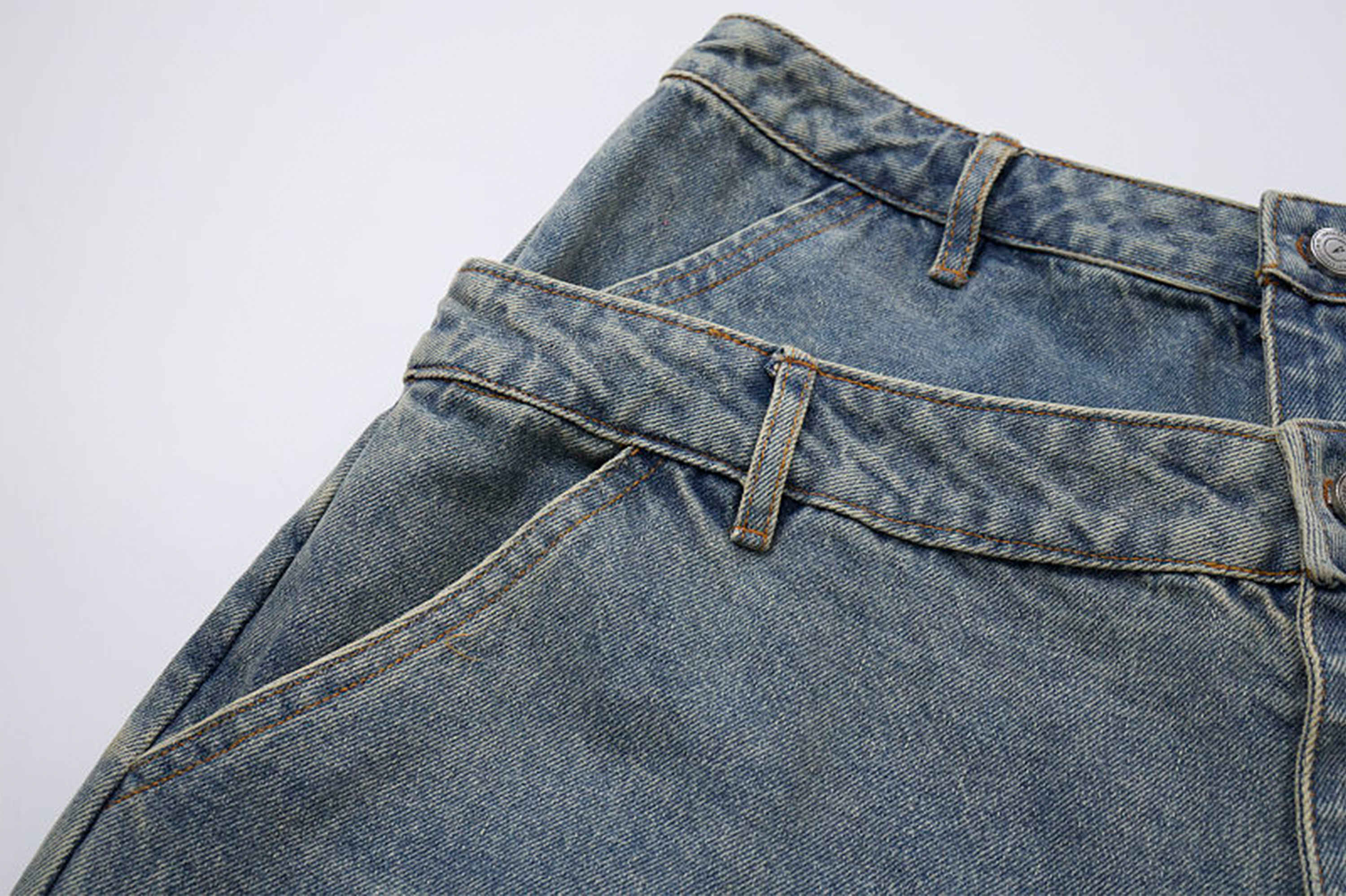 CLP Distressed Double-Waist Denim Shorts