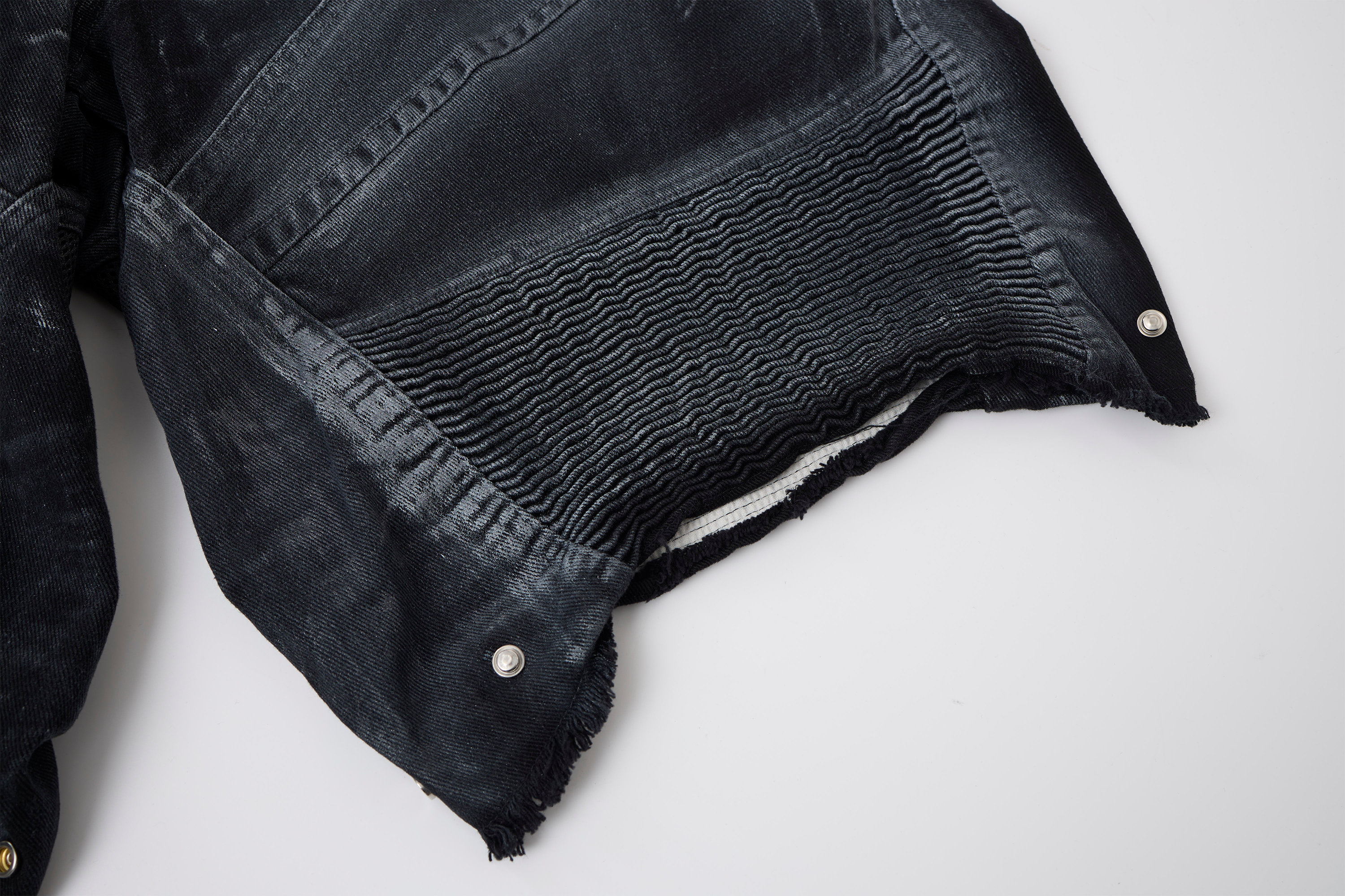 CLP Ribbed Paneled Wide-Leg Denim Shorts