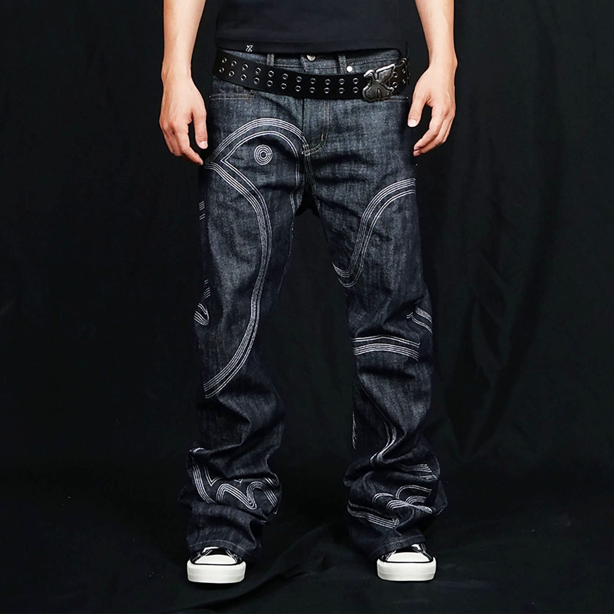 VINKID Embroidered Dove Stitched Selvedge Jeans, premium urban and streetwear designers apparel on PROJECTISR.com, VINKID