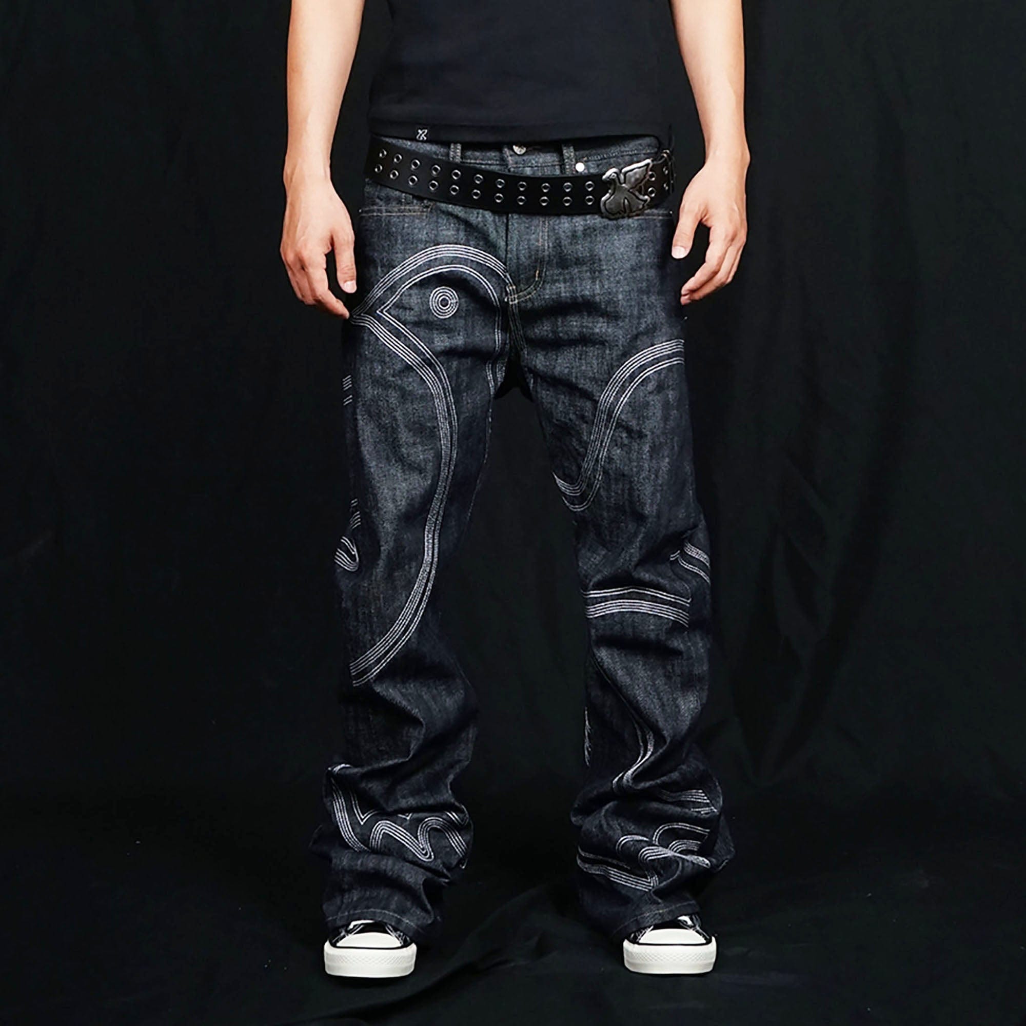 VINKID Embroidered Dove Stitched Selvedge Jeans, premium urban and streetwear designers apparel on PROJECTISR.com, VINKID