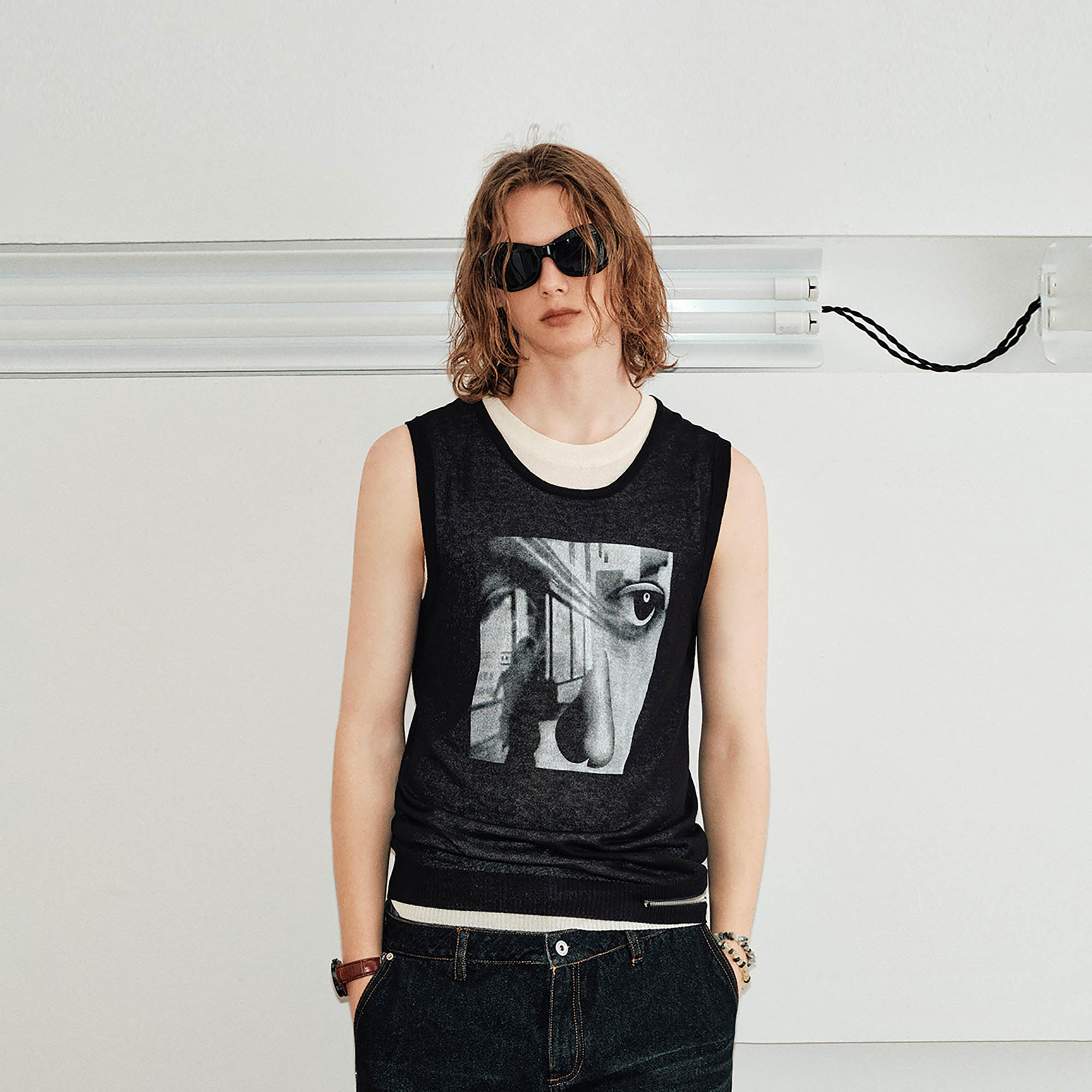 KREATE Abstract Face Knitted Tank Top, premium urban and streetwear designers apparel on PROJECTISR.com, KREATE