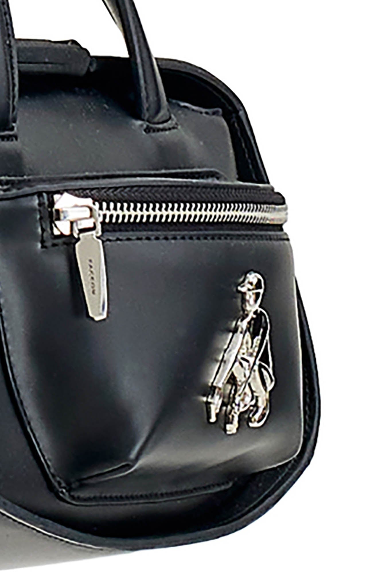 FACEONLAB Metallic Logo Faux Leather Dual-Handle Bag, premium urban and streetwear designers apparel on PROJECTISR.com, FACEONLAB