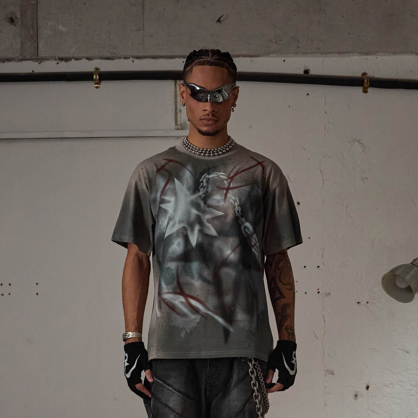 DND4DES Meteor Hammer Abstract Graphics T-Shirt, premium urban and streetwear designers apparel on PROJECTISR.com, DND4DES