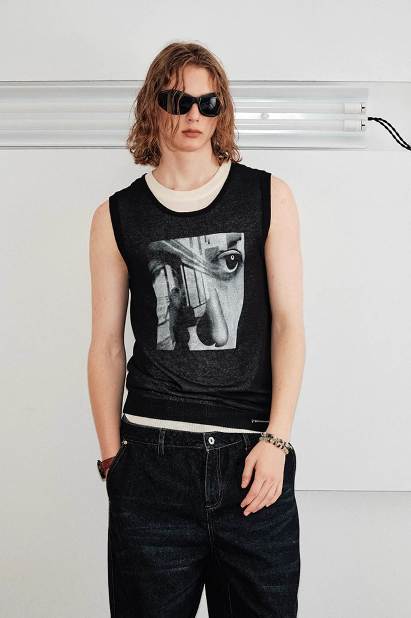 KREATE Abstract Face Knitted Tank Top, premium urban and streetwear designers apparel on PROJECTISR.com, KREATE