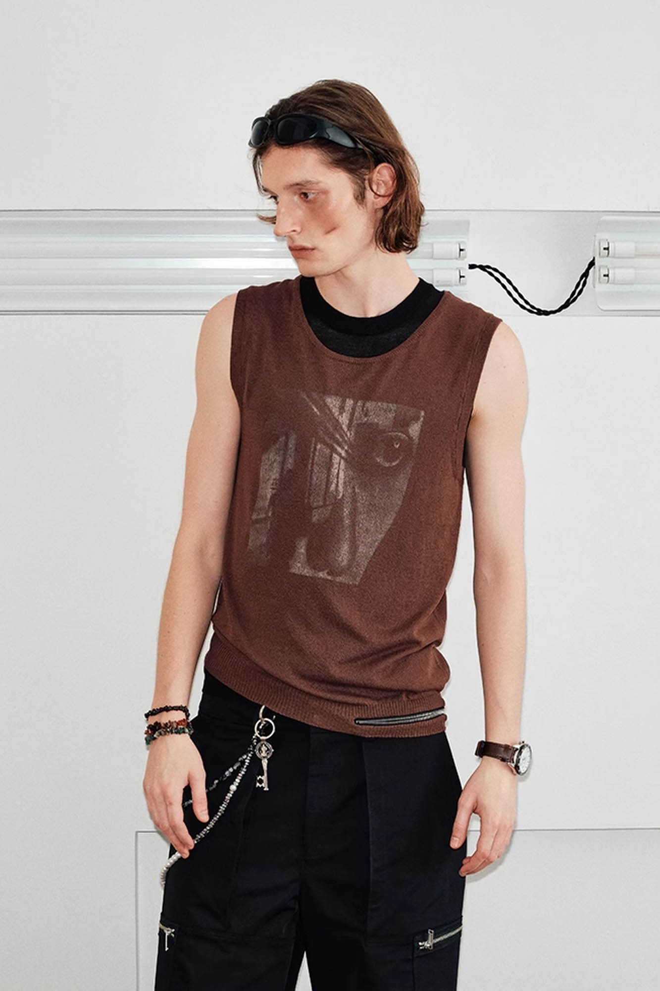 KREATE Abstract Face Knitted Tank Top, premium urban and streetwear designers apparel on PROJECTISR.com, KREATE