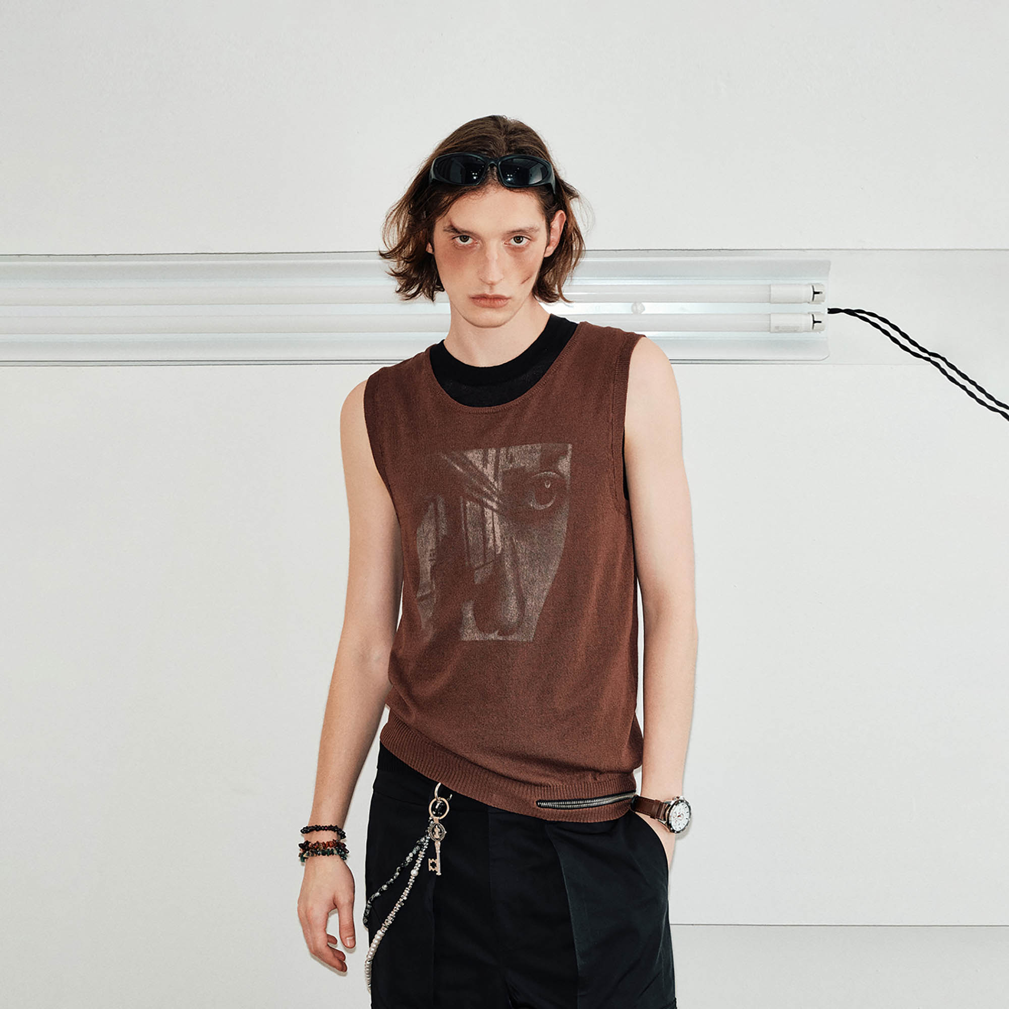 KREATE Abstract Face Knitted Tank Top, premium urban and streetwear designers apparel on PROJECTISR.com, KREATE