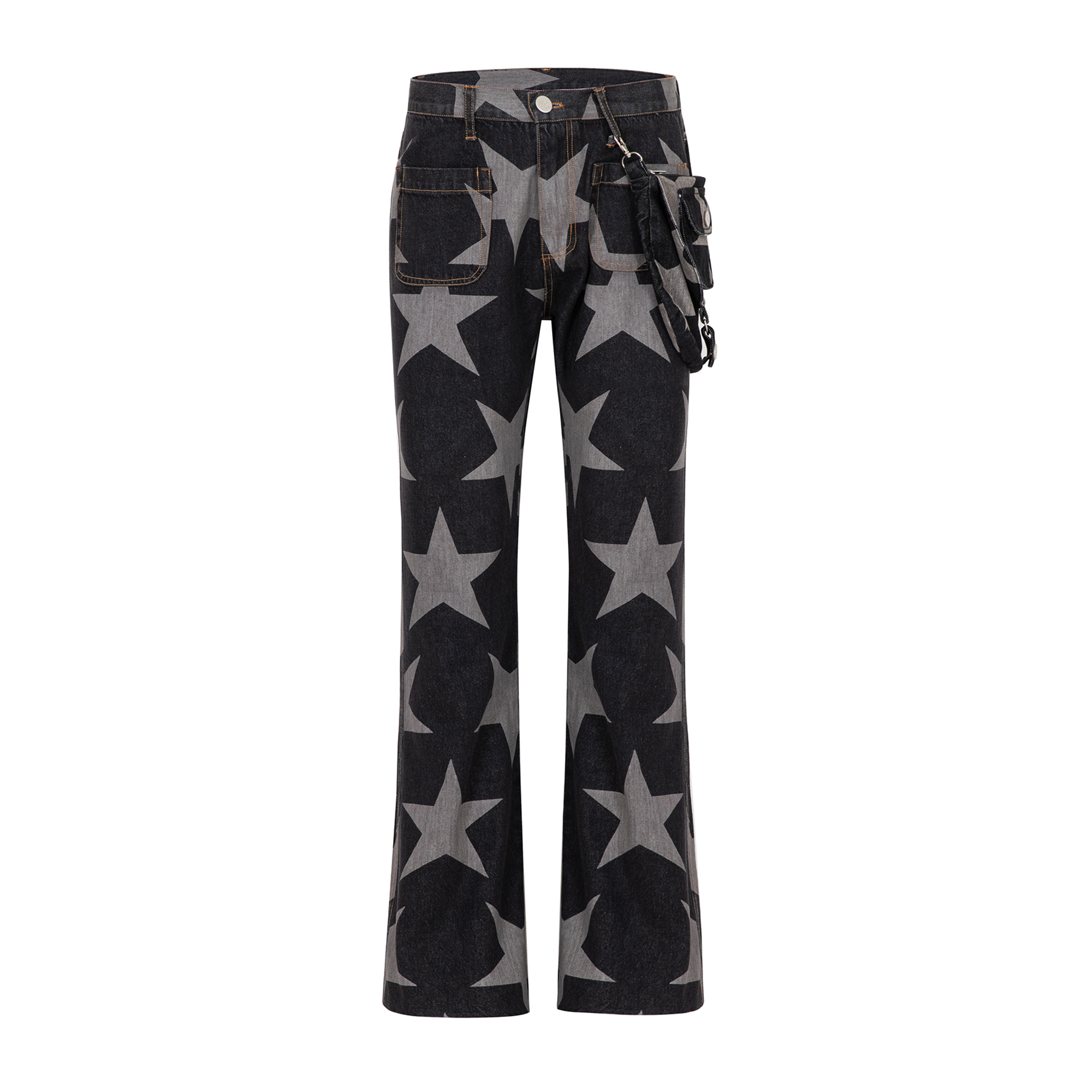 CYCYCY Punk Washed Star Full-Print Flared Jeans