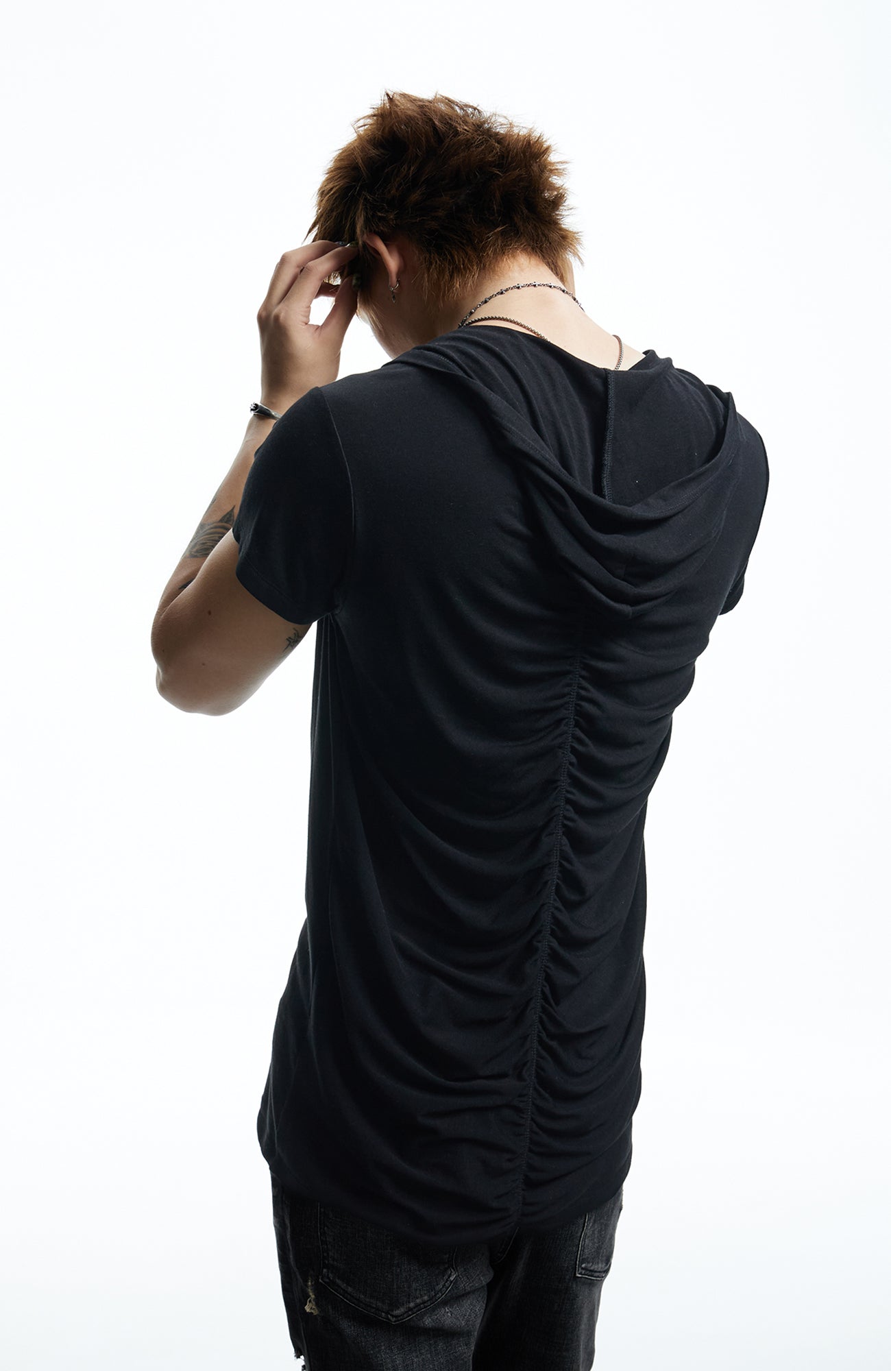 DND4DES Ruched Back Hooded T-Shirt, premium urban and streetwear designers apparel on PROJECTISR.com, DND4DES