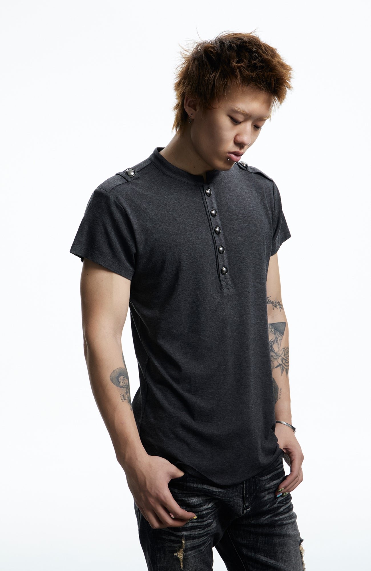 DND4DES Regal Braid Button T-Shirt, premium urban and streetwear designers apparel on PROJECTISR.com, DND4DES