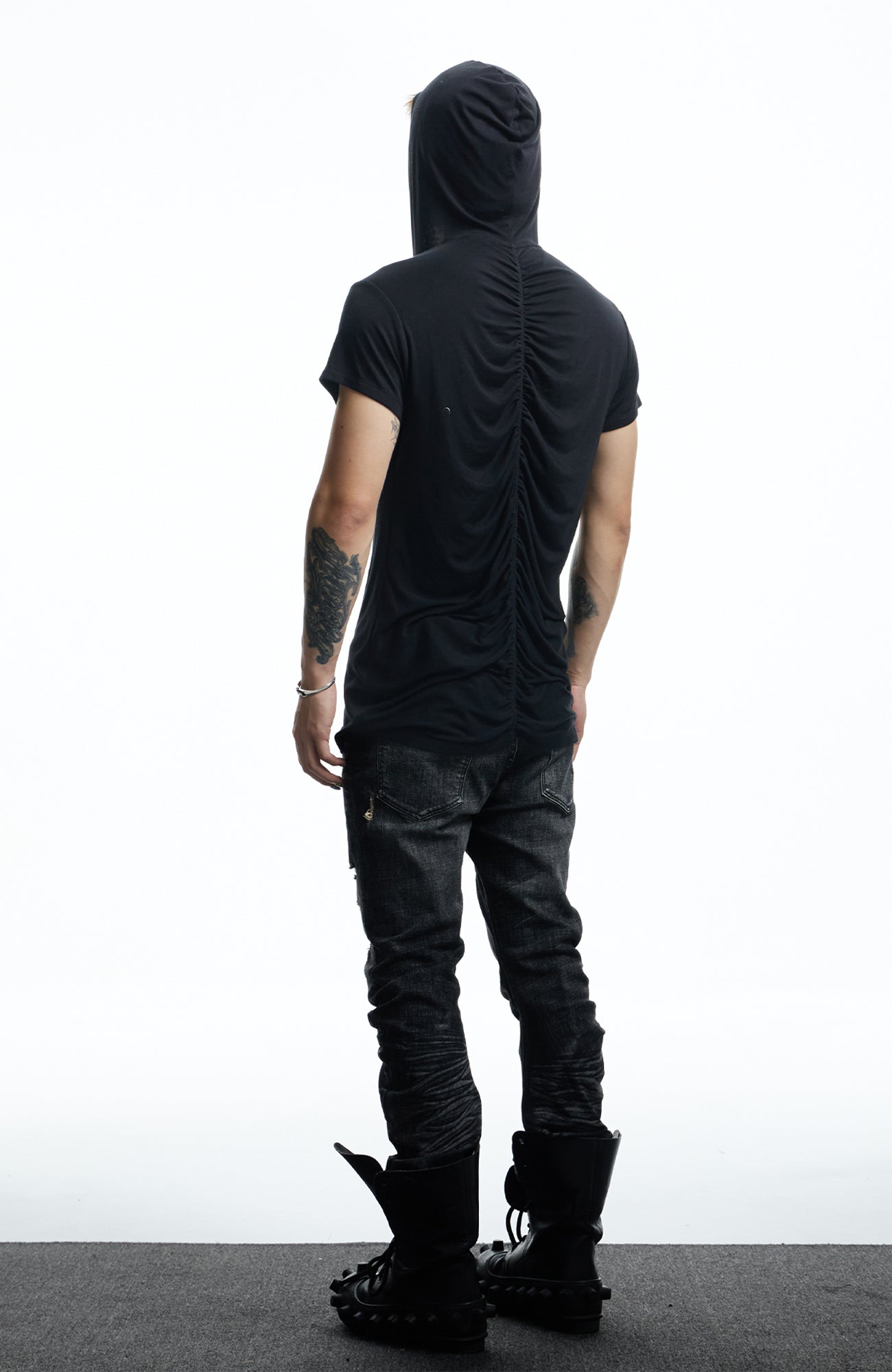 DND4DES Ruched Back Hooded T-Shirt, premium urban and streetwear designers apparel on PROJECTISR.com, DND4DES