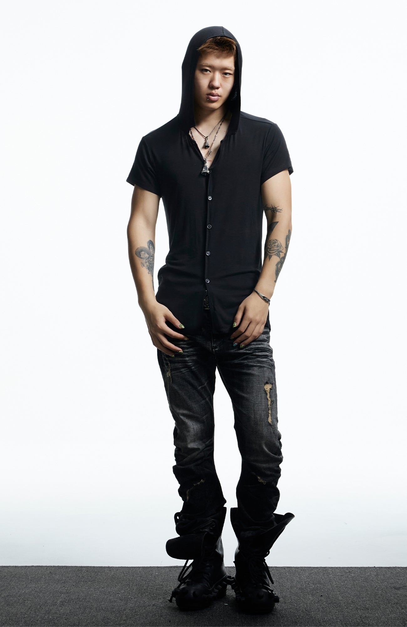DND4DES Ruched Back Hooded T-Shirt, premium urban and streetwear designers apparel on PROJECTISR.com, DND4DES