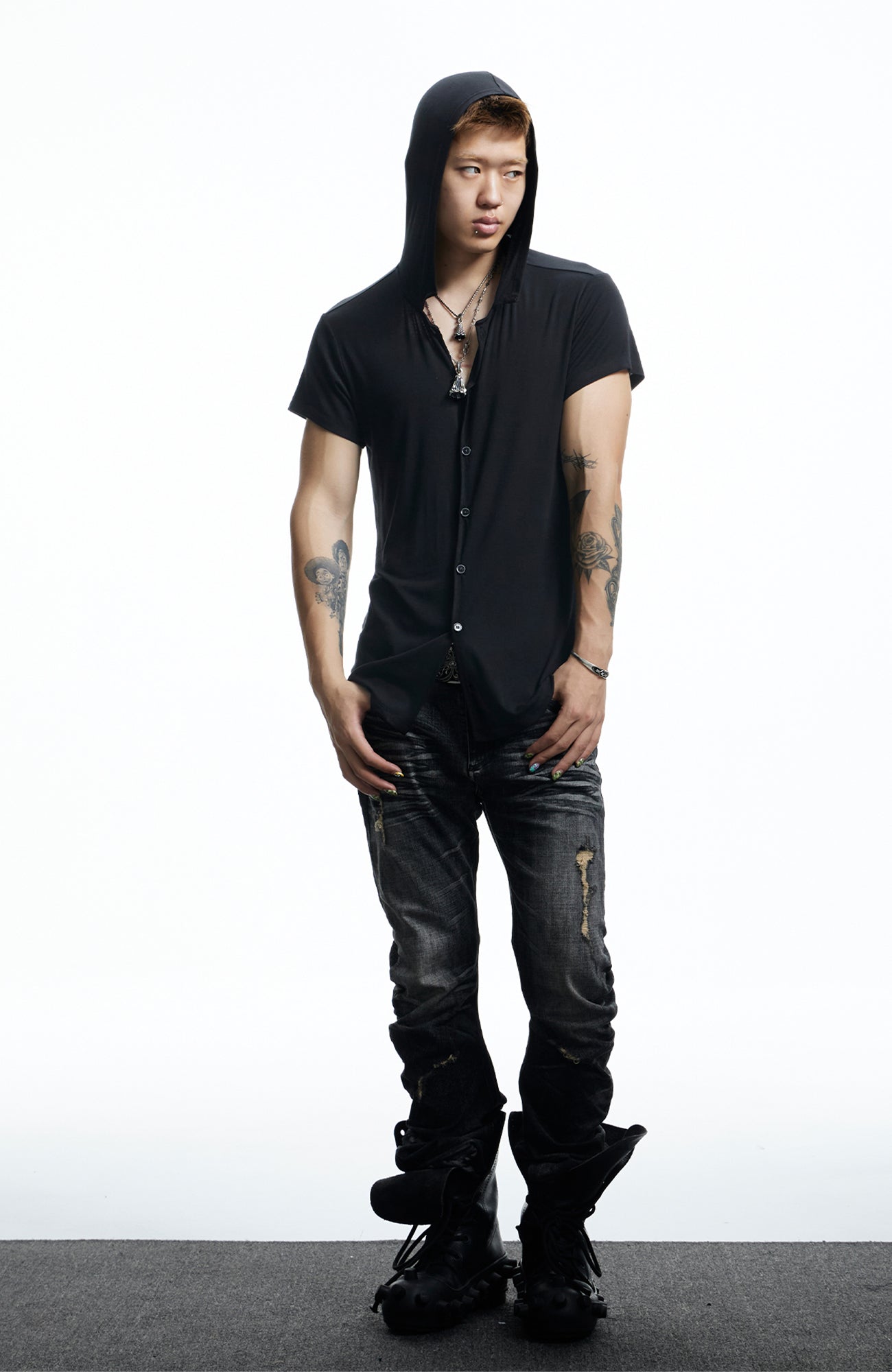 DND4DES Ruched Back Hooded T-Shirt, premium urban and streetwear designers apparel on PROJECTISR.com, DND4DES