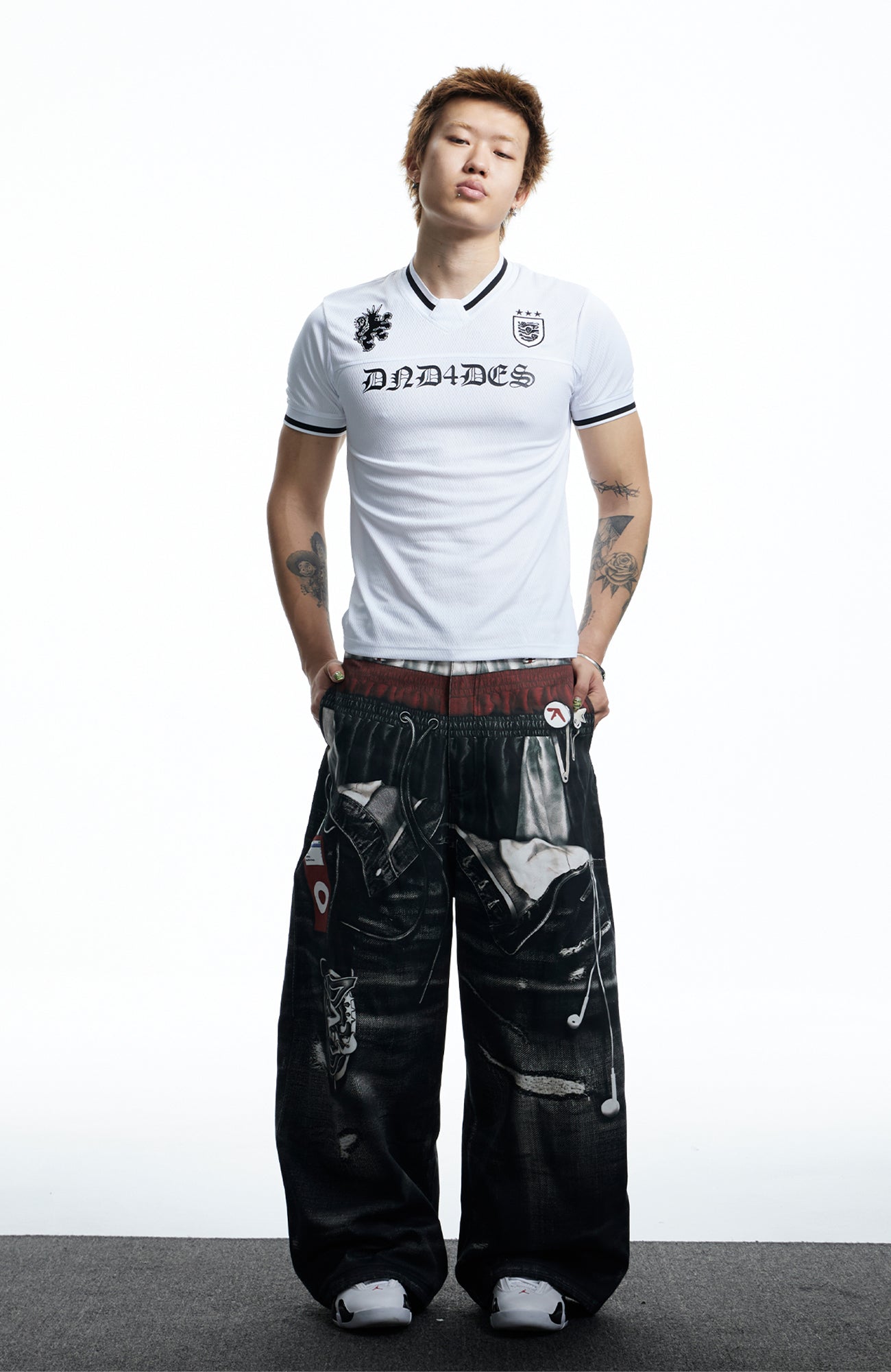 DND4DES Gothic Letter V-Neck Jersey T-Shirt, premium urban and streetwear designers apparel on PROJECTISR.com, DND4DES