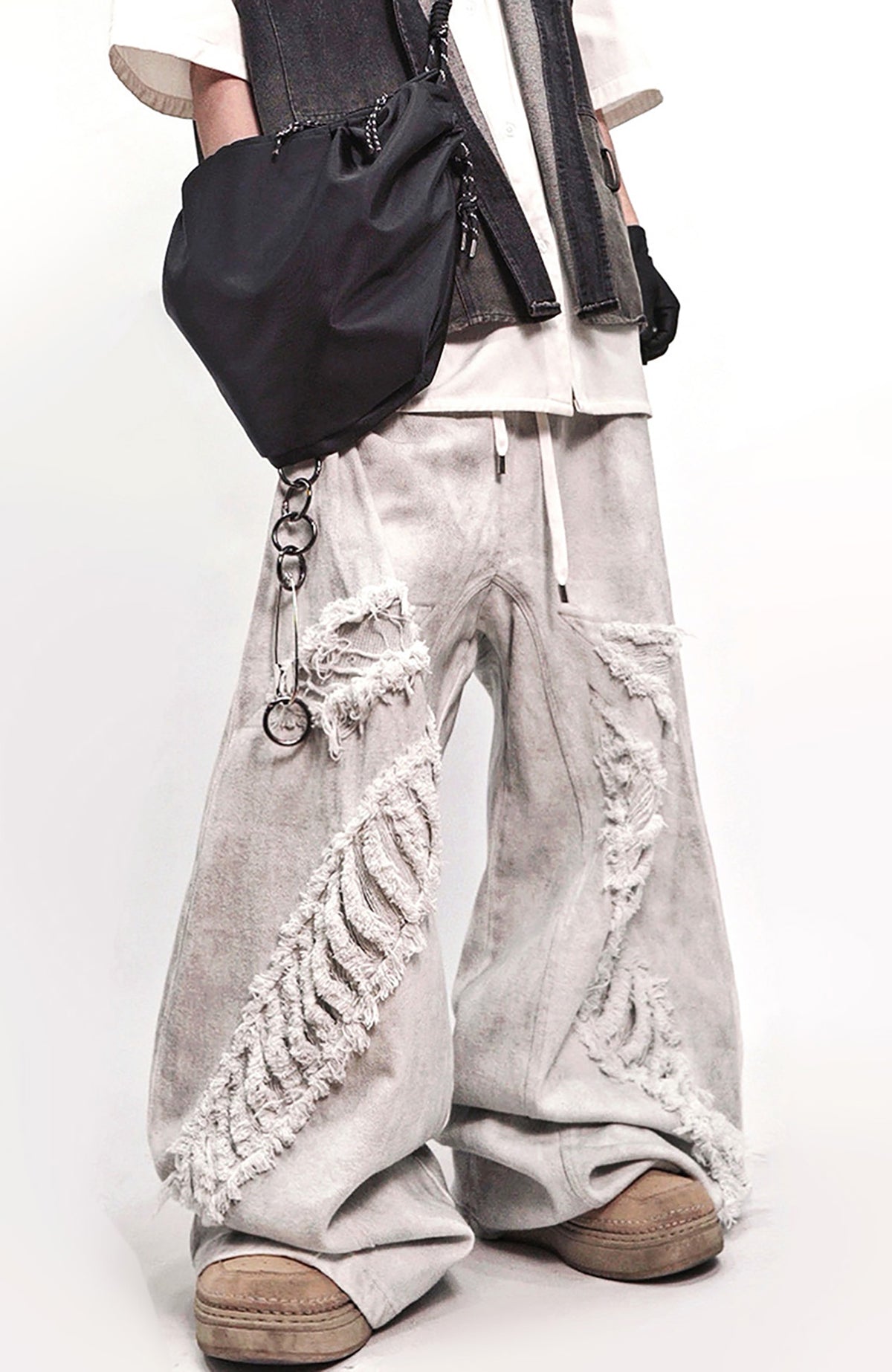 UUCSCC Mud-Dyed Distressed Straight-Leg Jeans