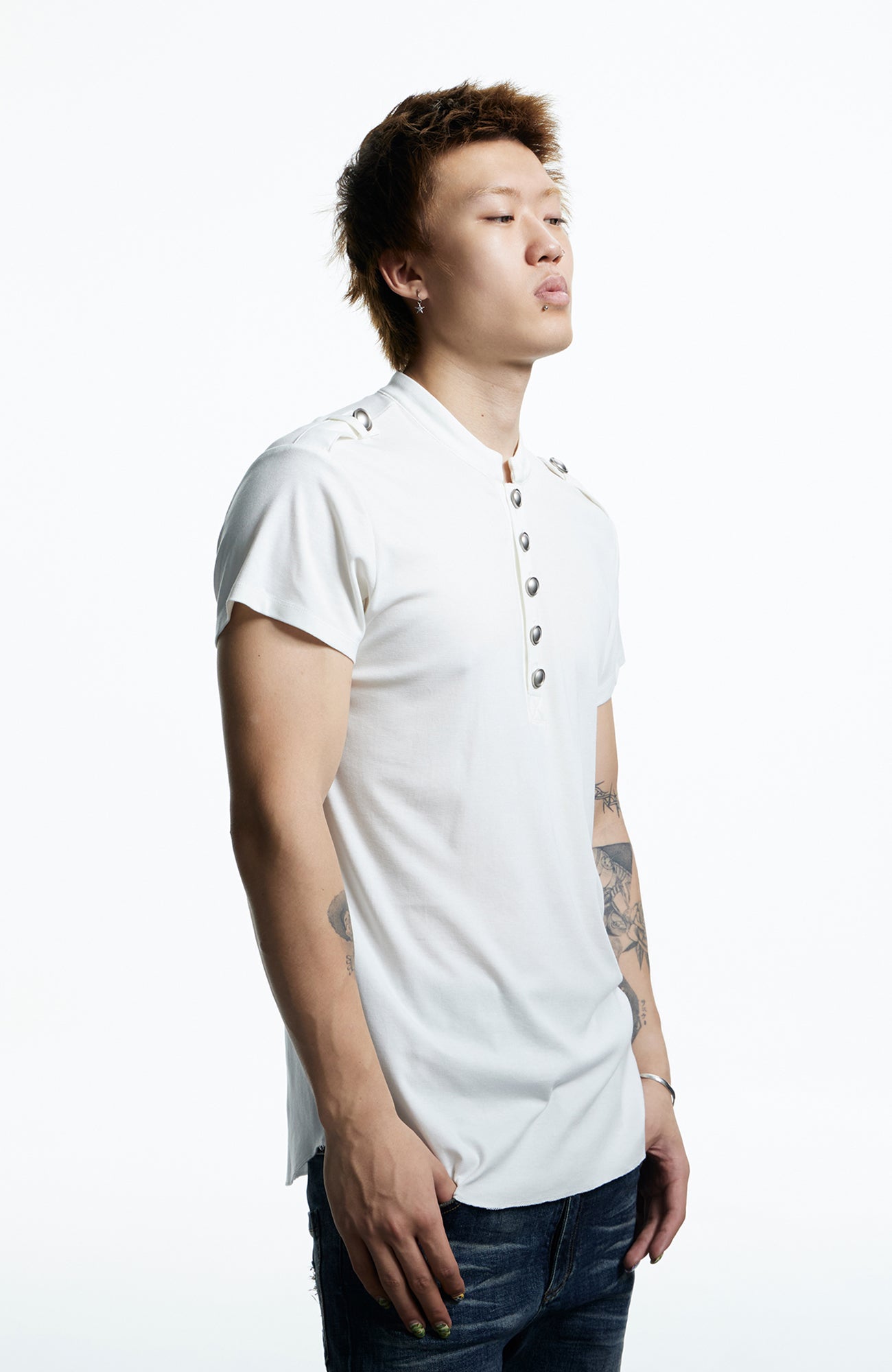 DND4DES Regal Braid Button T-Shirt, premium urban and streetwear designers apparel on PROJECTISR.com, DND4DES