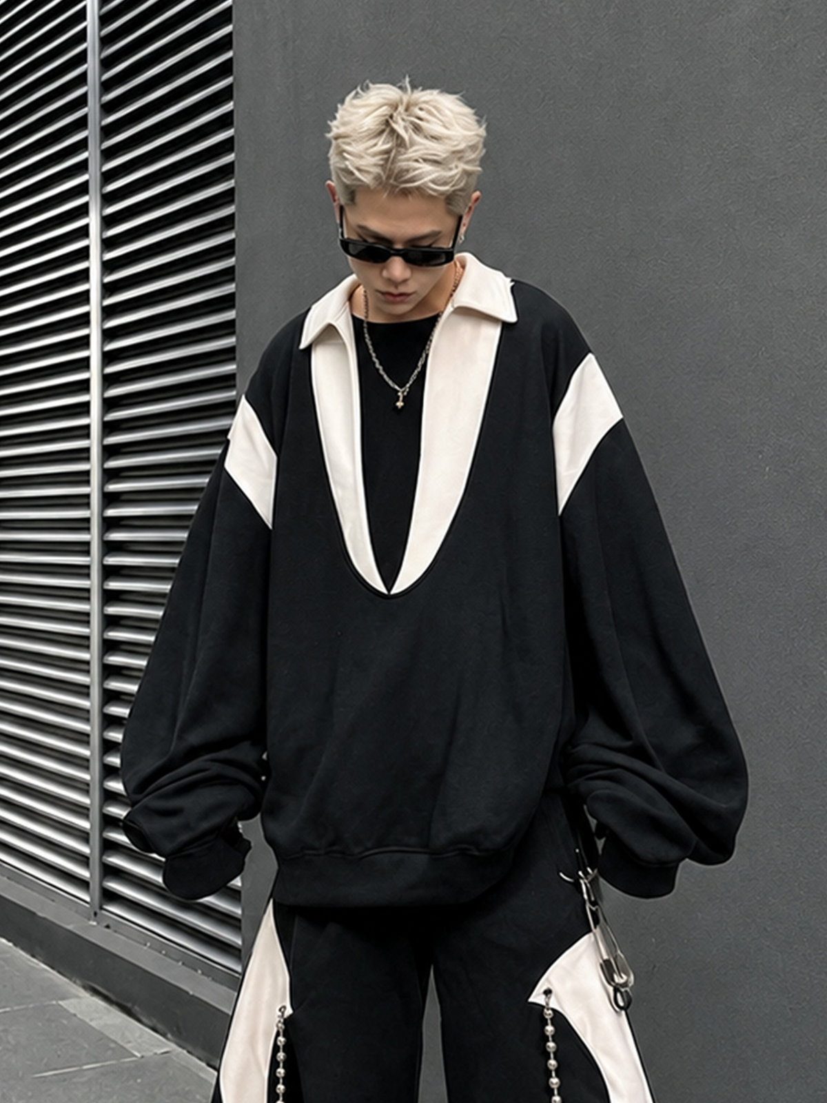 UUCSCC Contrast Layered Oversized Pullover, premium urban and streetwear designers apparel on PROJECTISR.com, UUCSCC