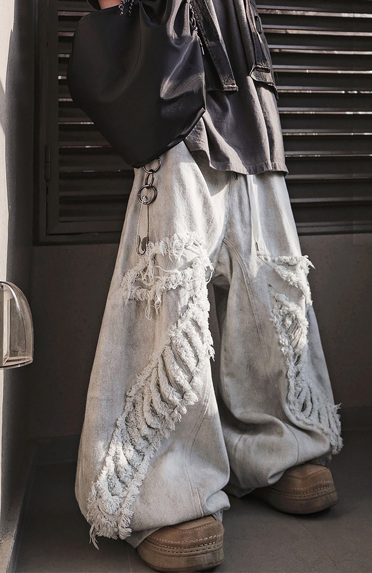 UUCSCC Mud-Dyed Distressed Straight-Leg Jeans