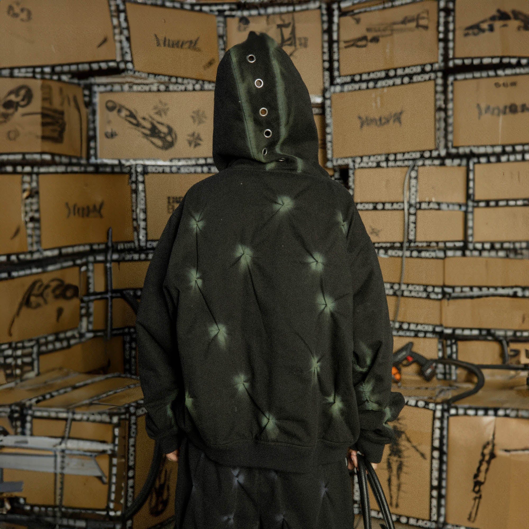 BLACK8MOB Wrinkled Tie-Dye Zip-Up Hoodie, premium urban and streetwear designers apparel on PROJECTISR.com, BLACK8MOB