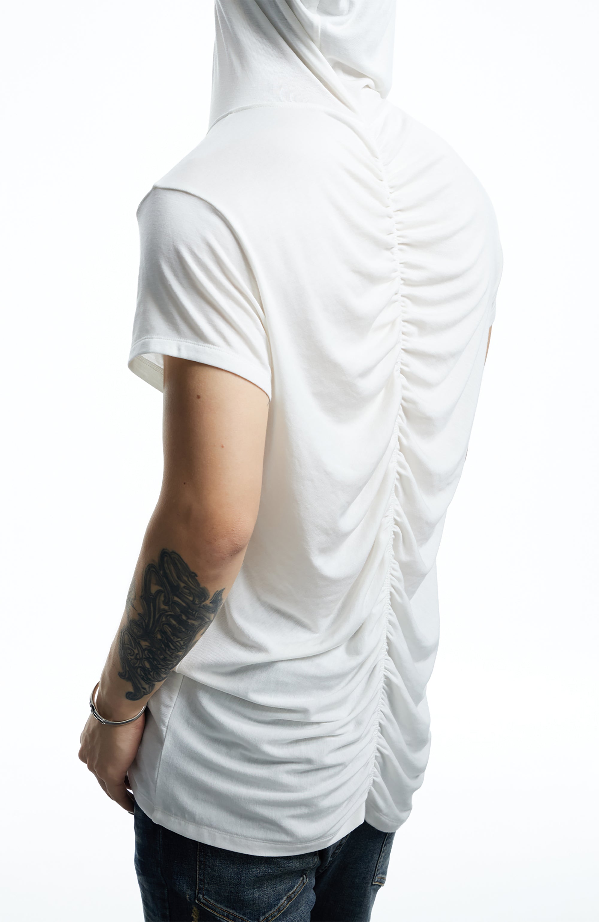 DND4DES Ruched Back Hooded T-Shirt, premium urban and streetwear designers apparel on PROJECTISR.com, DND4DES