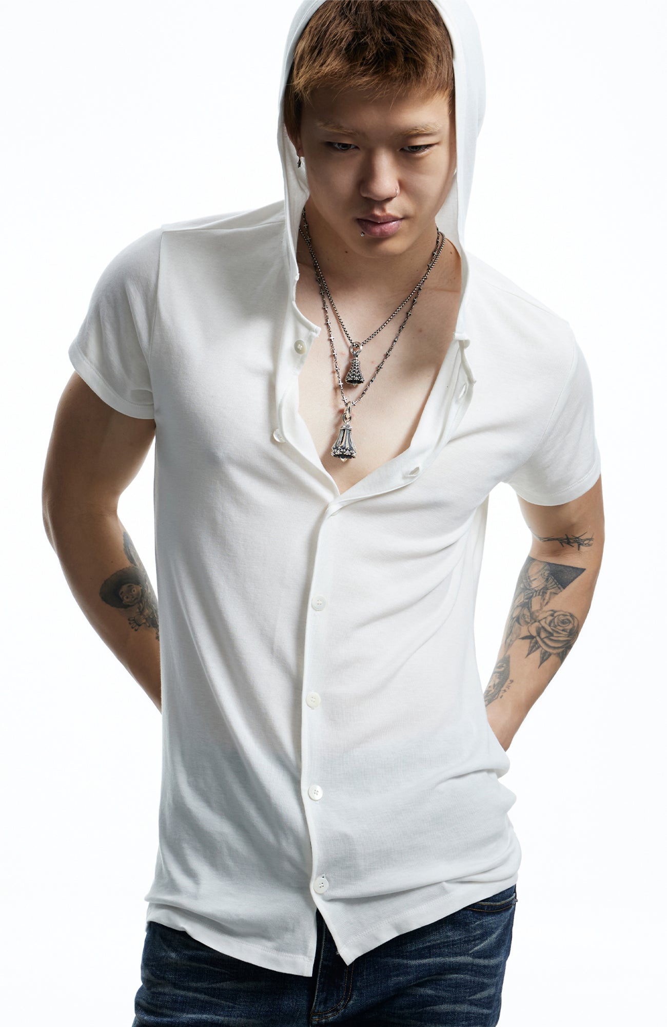 DND4DES Ruched Back Hooded T-Shirt, premium urban and streetwear designers apparel on PROJECTISR.com, DND4DES