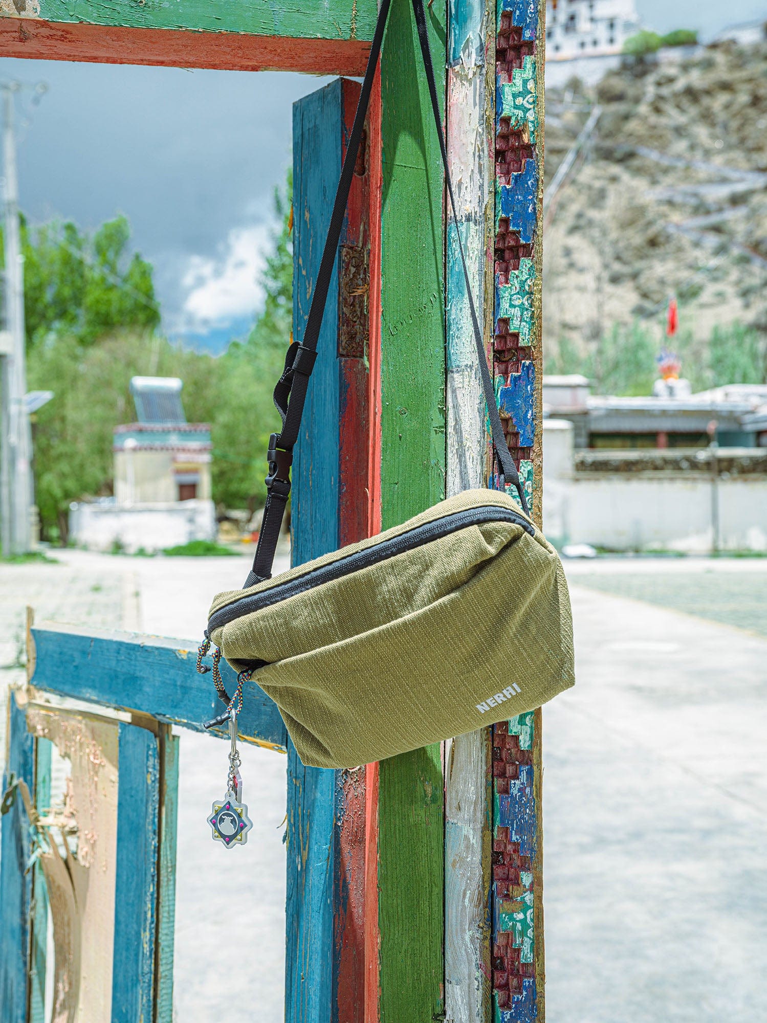 NERHI Washed Panel Ethnic Graphic Crossbody Pouch, premium urban and streetwear designers apparel on PROJECTISR.com, NERHI