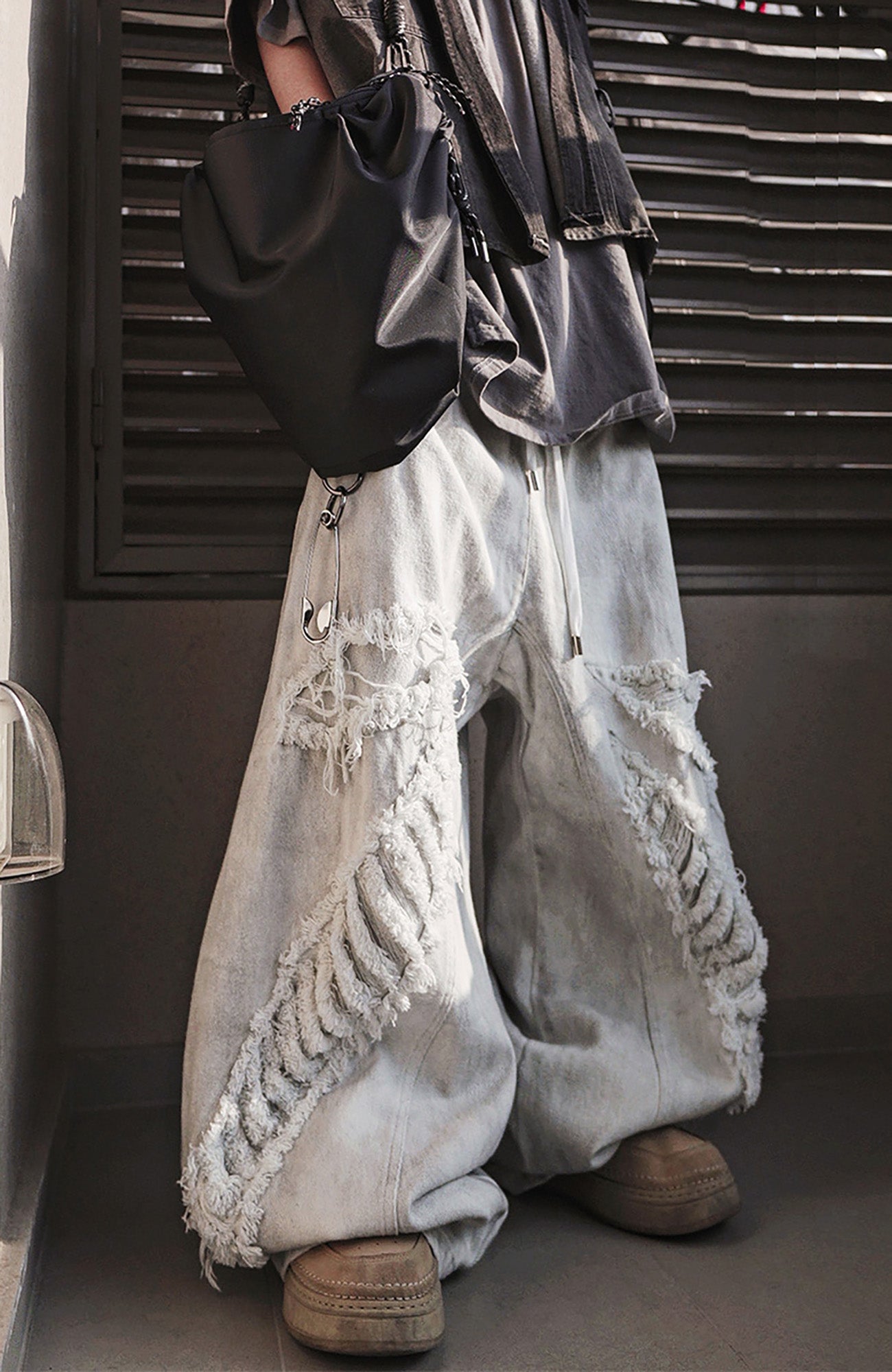 UUCSCC Mud-Dyed Distressed Straight-Leg Jeans