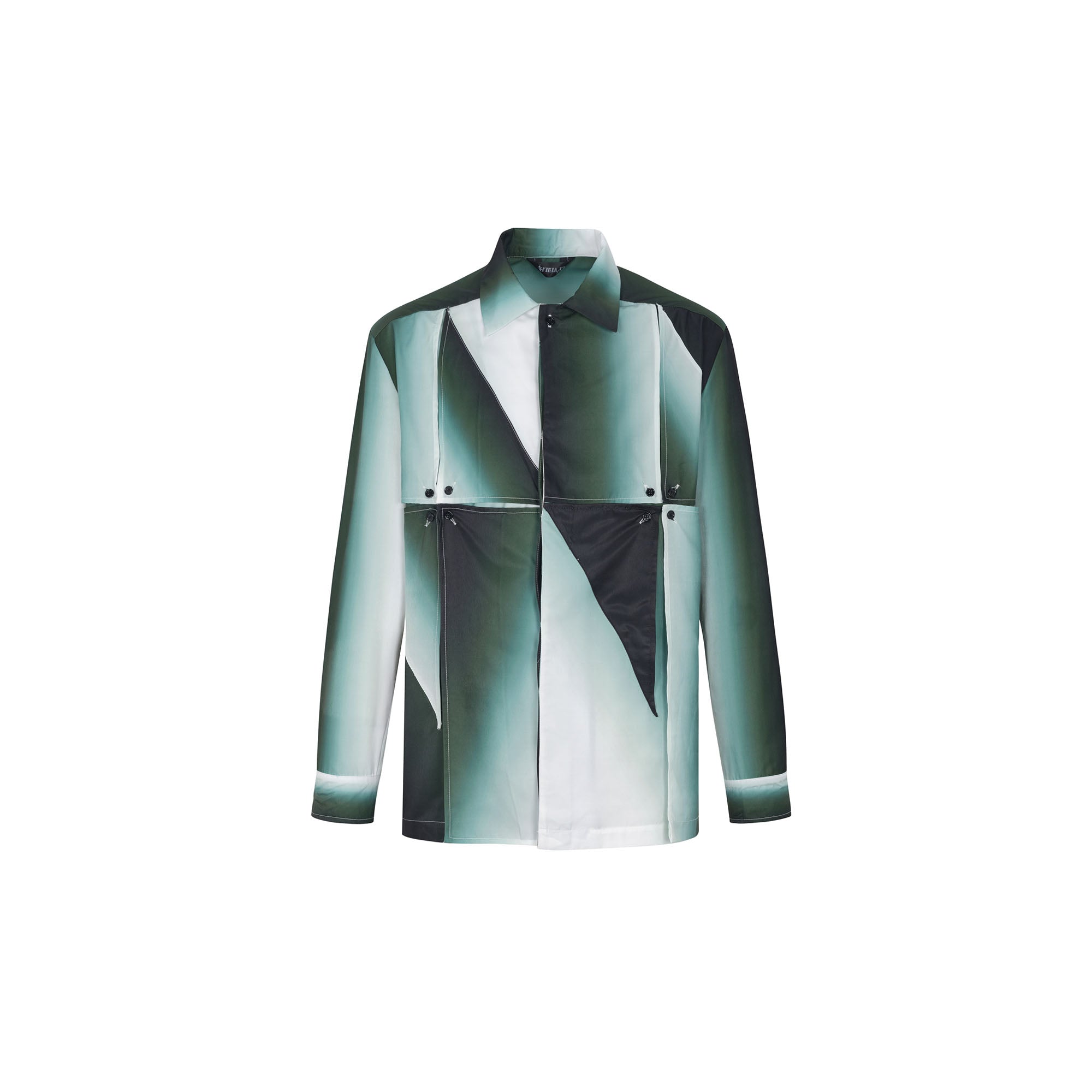 TUIMU Gradient Geometry Panel Acetate Shirt, premium urban and streetwear designers apparel on PROJECTISR.com, TUIMU