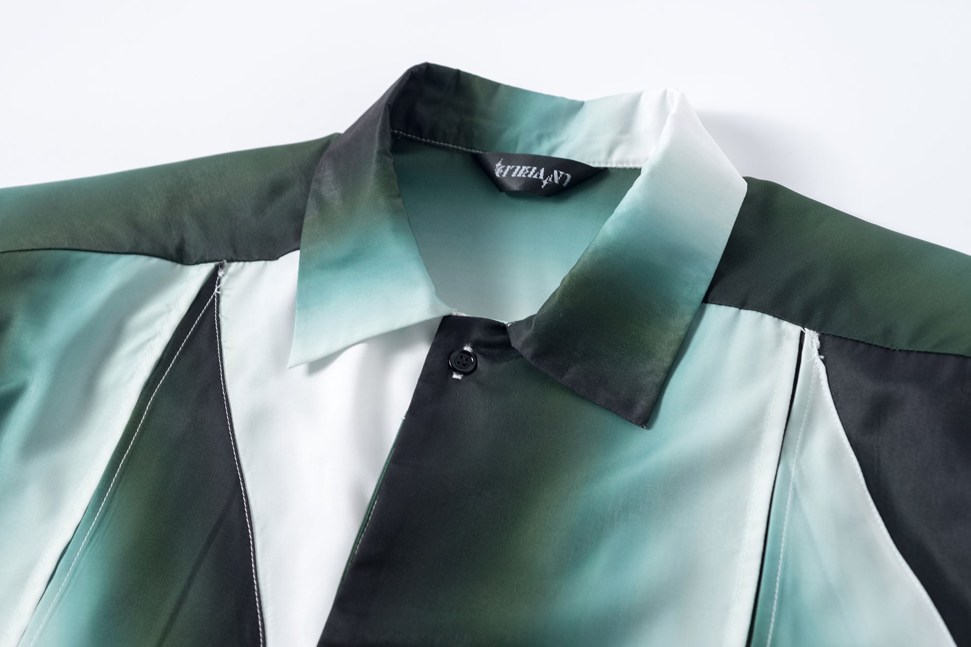 TUIMU Gradient Geometry Panel Acetate Shirt, premium urban and streetwear designers apparel on PROJECTISR.com, TUIMU