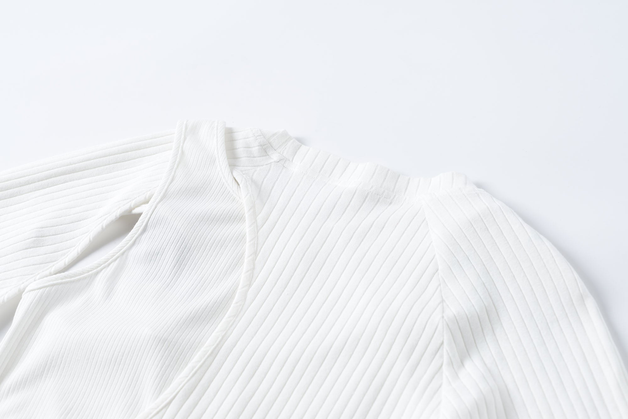 TUIMU Belted Cut-Out Ribbed Long-Sleeve Tee, premium urban and streetwear designers apparel on PROJECTISR.com, TUIMU