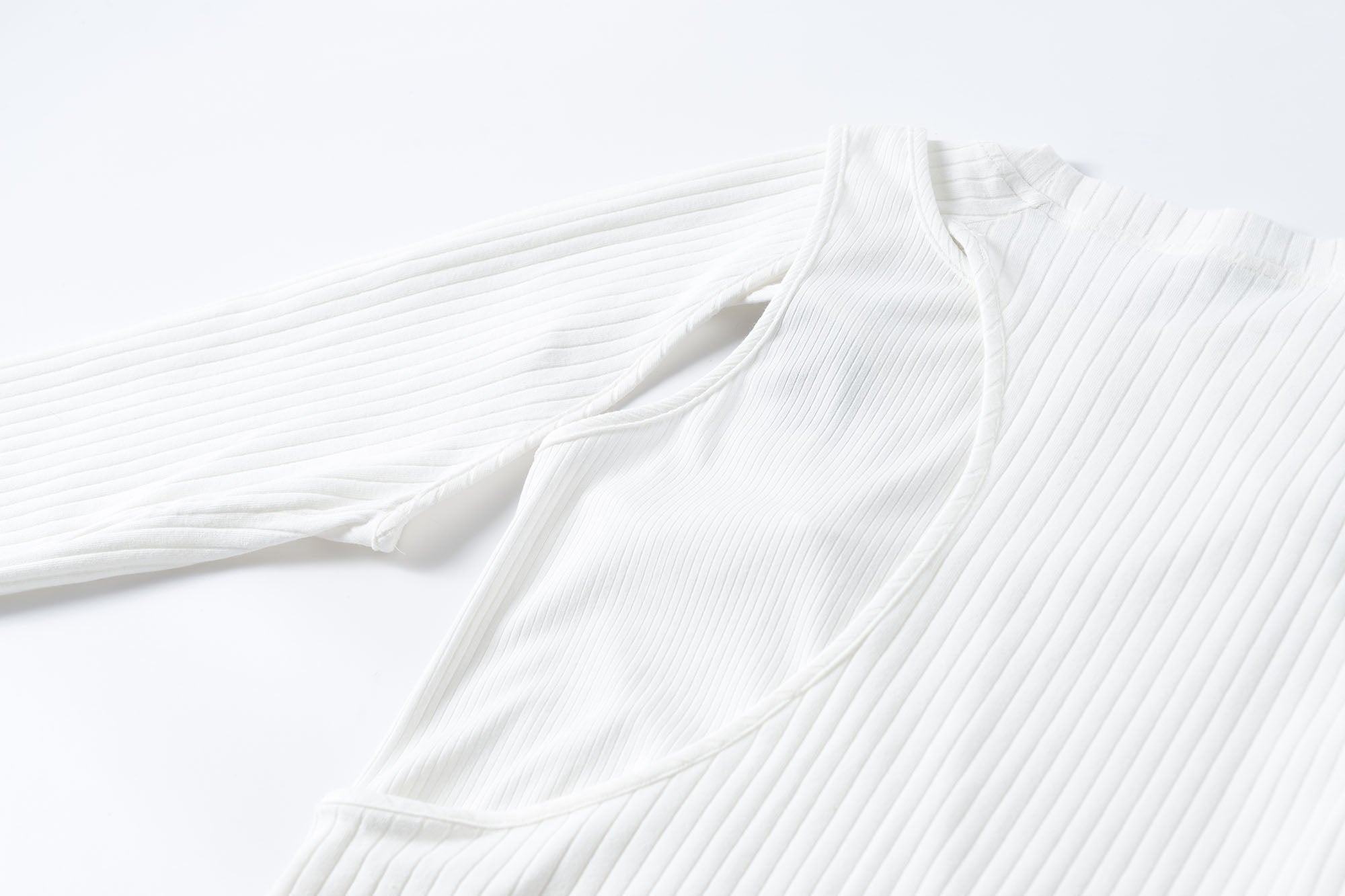 TUIMU Belted Cut-Out Ribbed Long-Sleeve Tee, premium urban and streetwear designers apparel on PROJECTISR.com, TUIMU