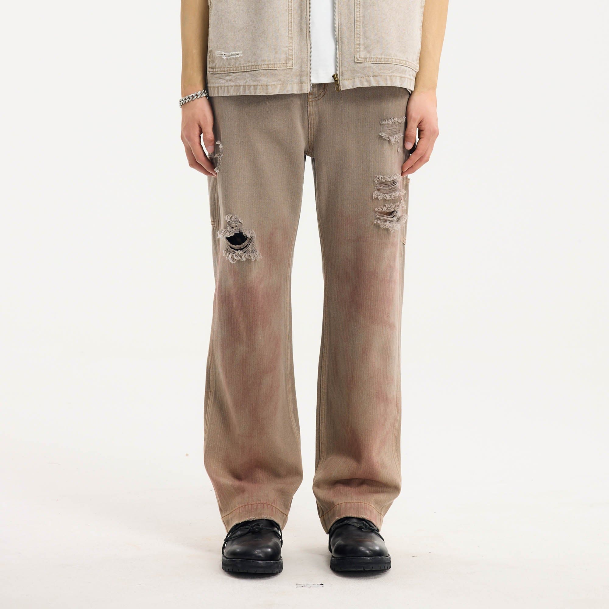 BONELESS Distressed Utility Carpenter Pants, premium urban and streetwear designers apparel on PROJECTISR.com, BONELESS