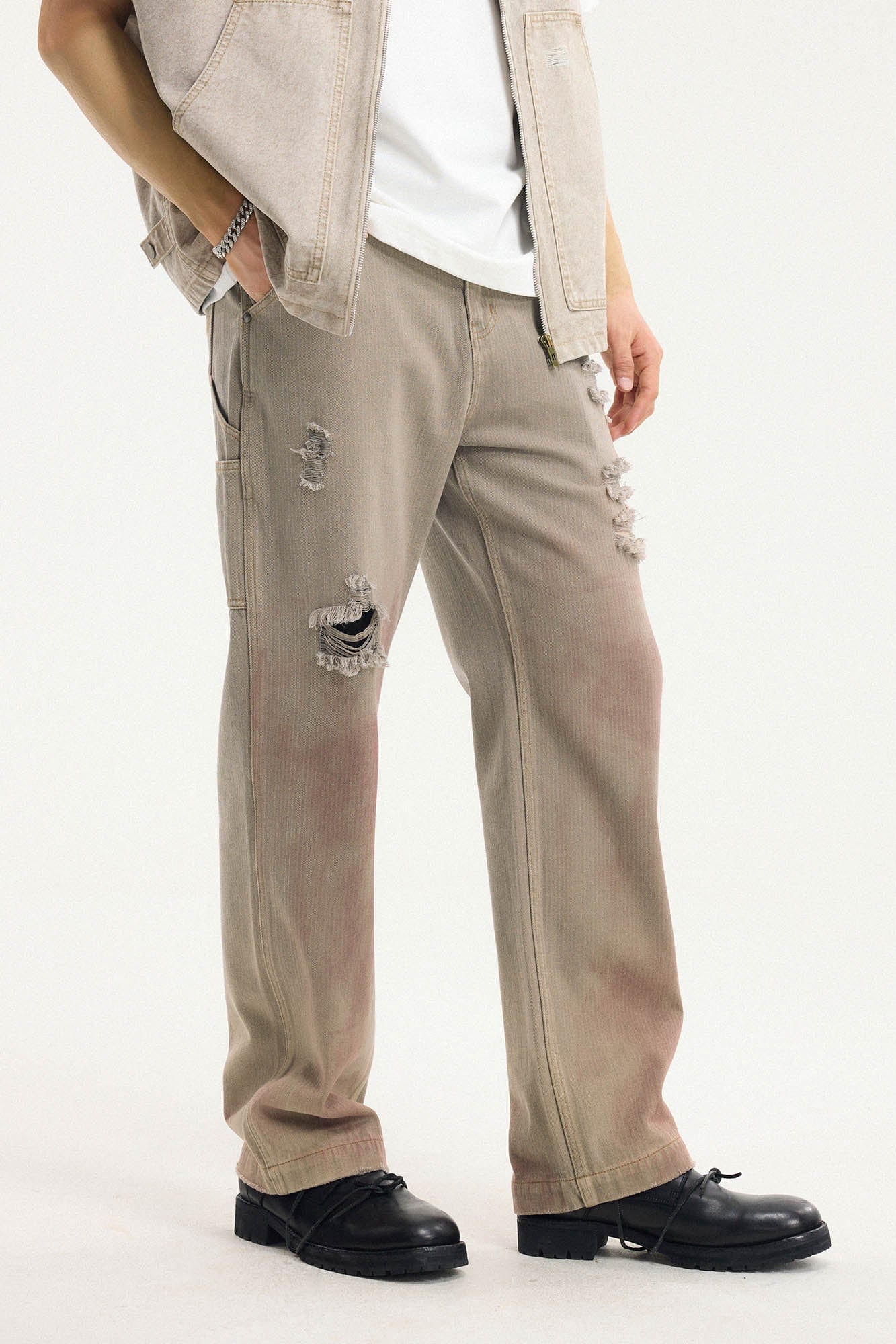 BONELESS Distressed Utility Carpenter Pants, premium urban and streetwear designers apparel on PROJECTISR.com, BONELESS