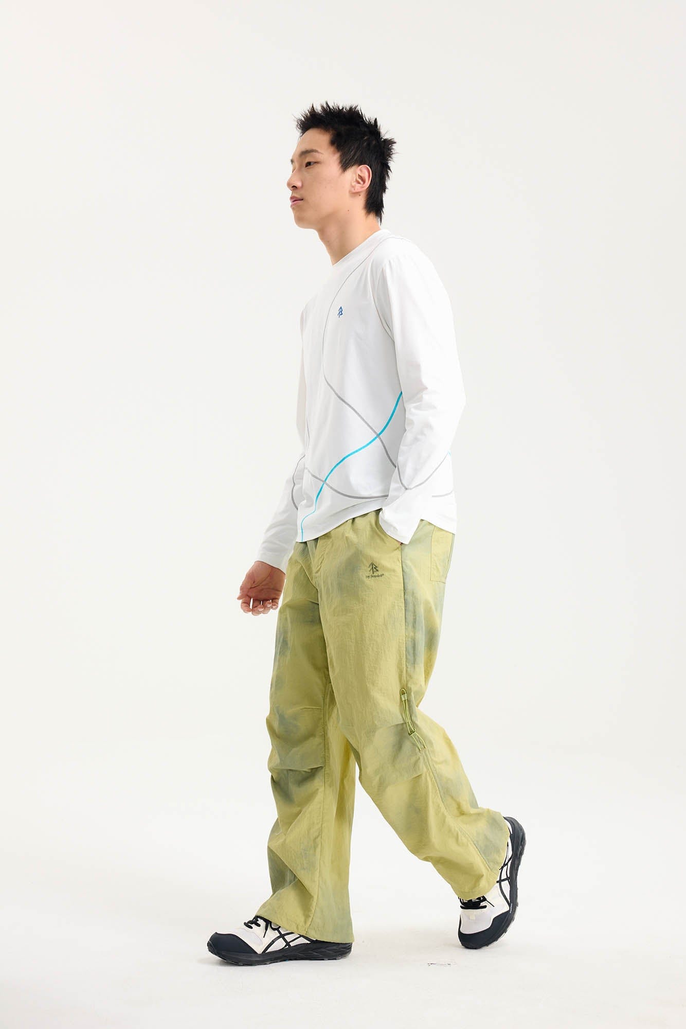 BONELESS Tie-Dye Crinkled Parachute Pants, premium urban and streetwear designers apparel on PROJECTISR.com, BONELESS