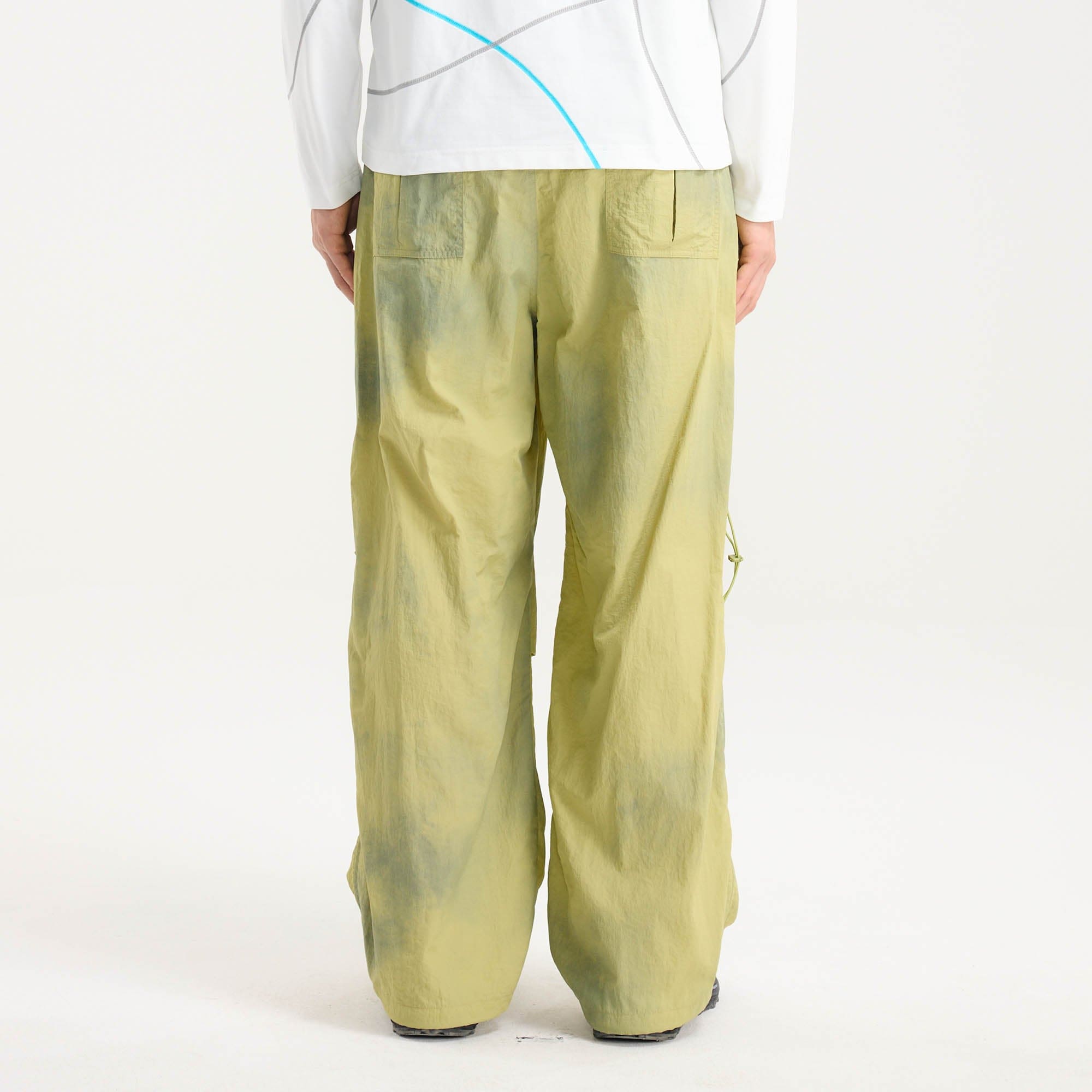 BONELESS Tie-Dye Crinkled Parachute Pants, premium urban and streetwear designers apparel on PROJECTISR.com, BONELESS