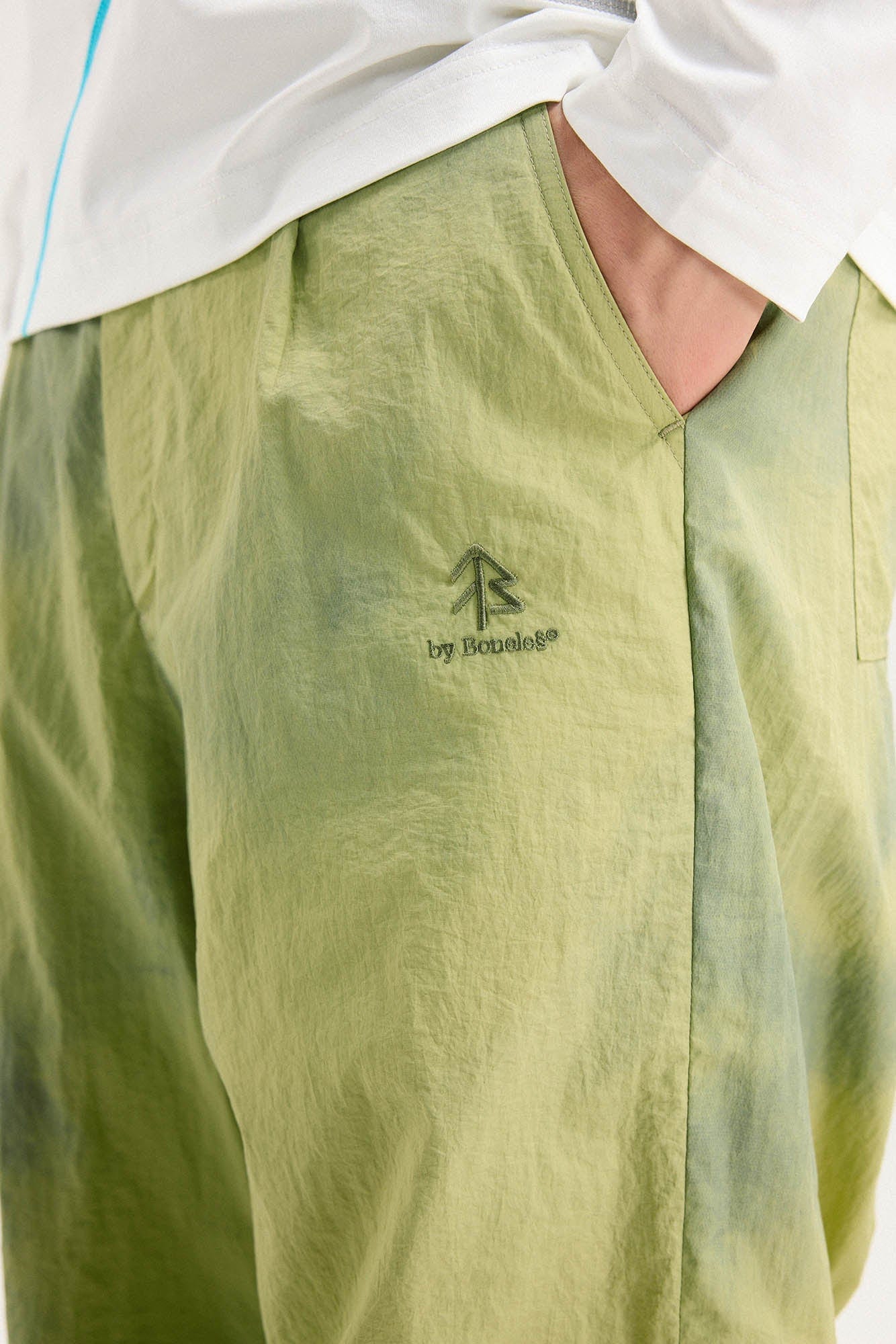 BONELESS Tie-Dye Crinkled Parachute Pants, premium urban and streetwear designers apparel on PROJECTISR.com, BONELESS