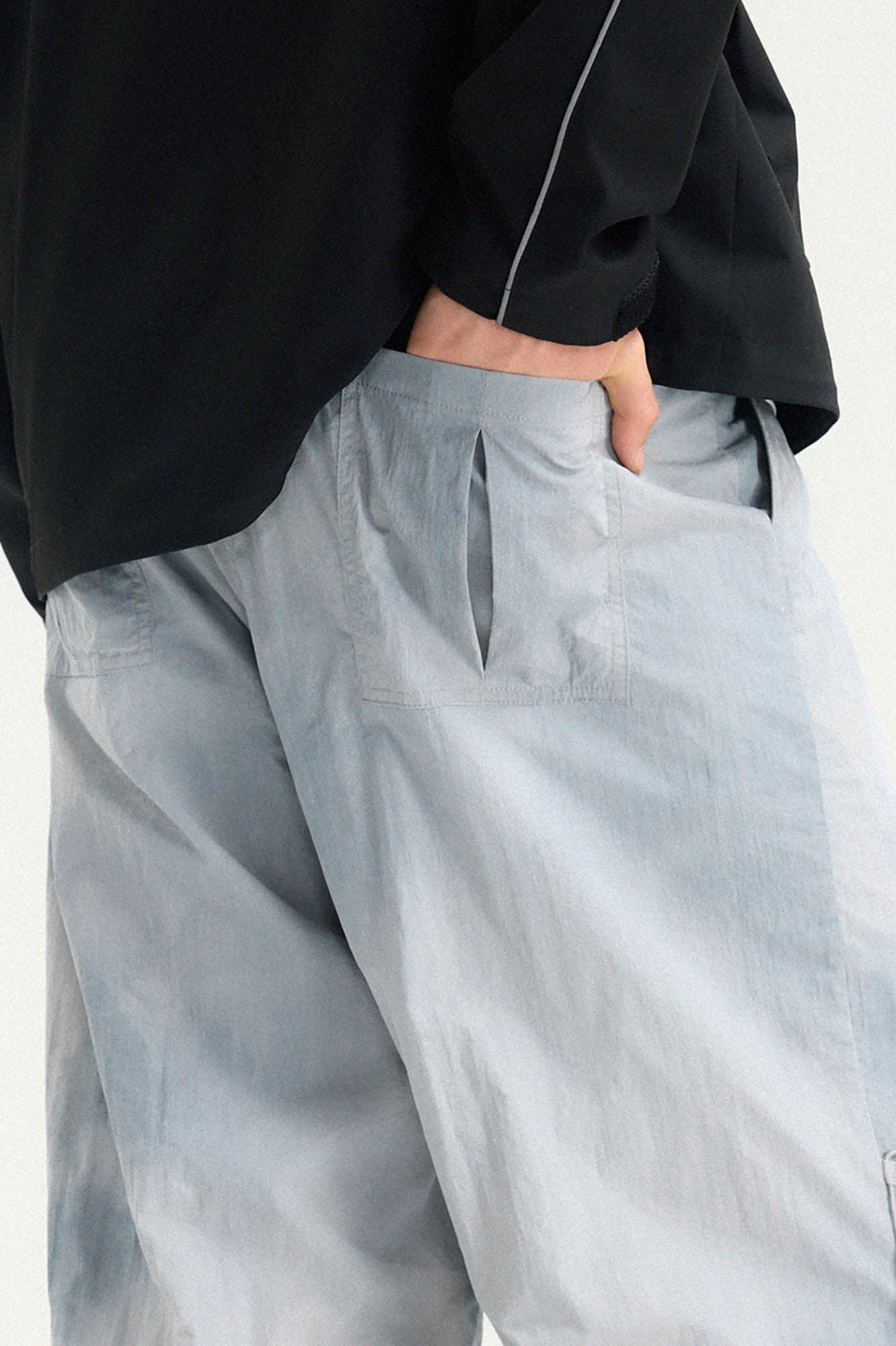 BONELESS Tie-Dye Crinkled Parachute Pants, premium urban and streetwear designers apparel on PROJECTISR.com, BONELESS