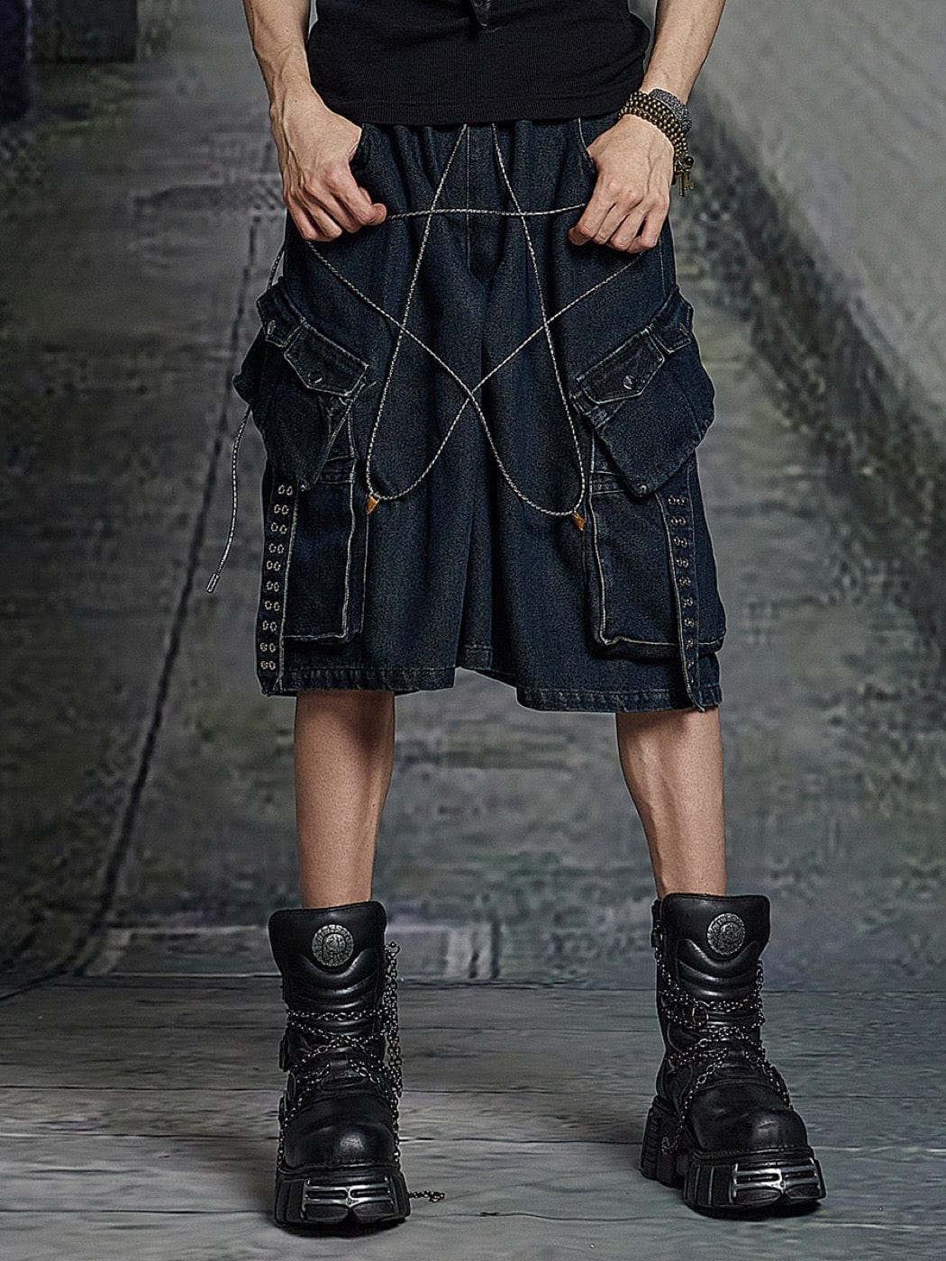 DND4DES Star Drawstring Deconstructed Denim Shorts, premium urban and streetwear designers apparel on PROJECTISR.com, DND4DES
