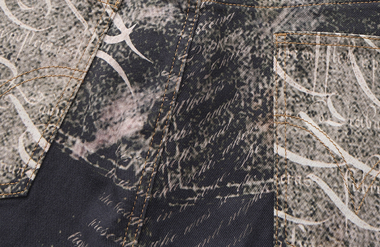 CYCYCY Full-Print Script Flared Jeans