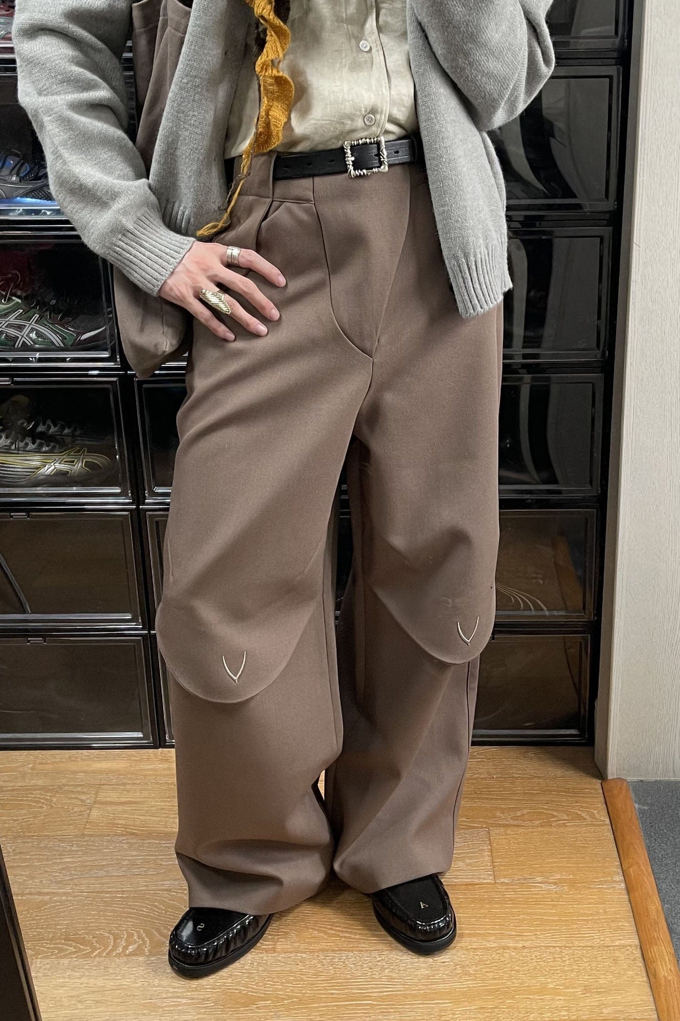 ESAIAS Layered Flap-Knee Wool-Blended Wide-Leg Trousers, premium urban and streetwear designers apparel on PROJECTISR.com, ESAIAS
