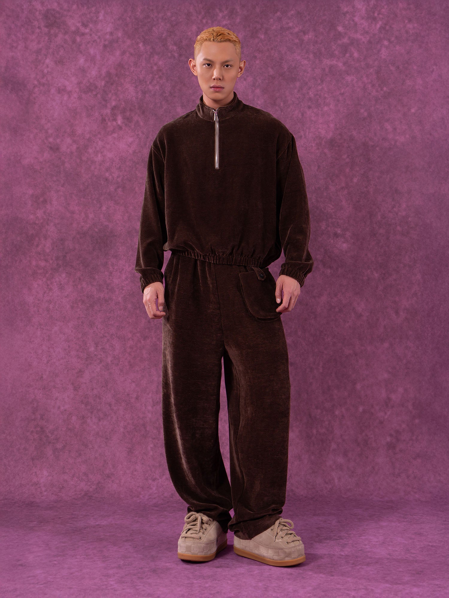 CLP Corduroy Elastic-Hem Half-Zip Pullover, premium urban and streetwear designers apparel on PROJECTISR.com, CLP