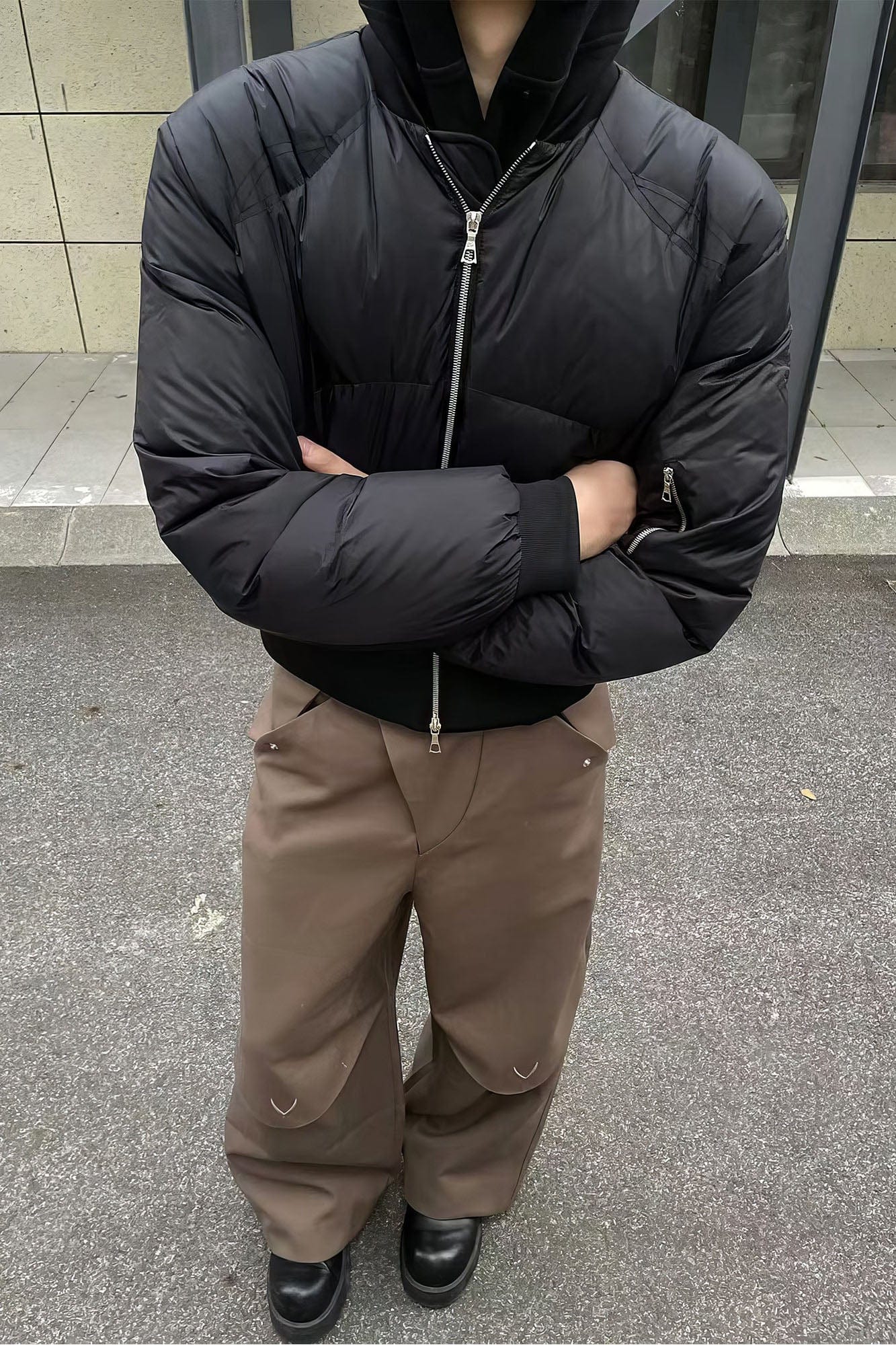 ESAIAS Layered Flap-Knee Wool-Blended Wide-Leg Trousers, premium urban and streetwear designers apparel on PROJECTISR.com, ESAIAS