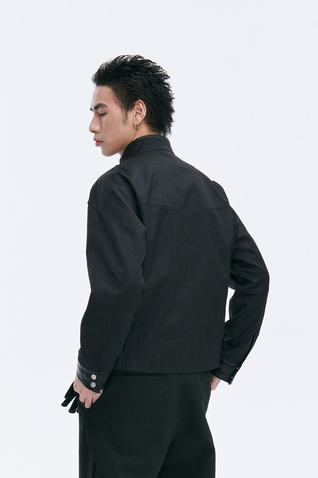 CATSSTAC Leather Panel Stand Collar Jacket, premium urban and streetwear designers apparel on PROJECTISR.com, CATSSTAC